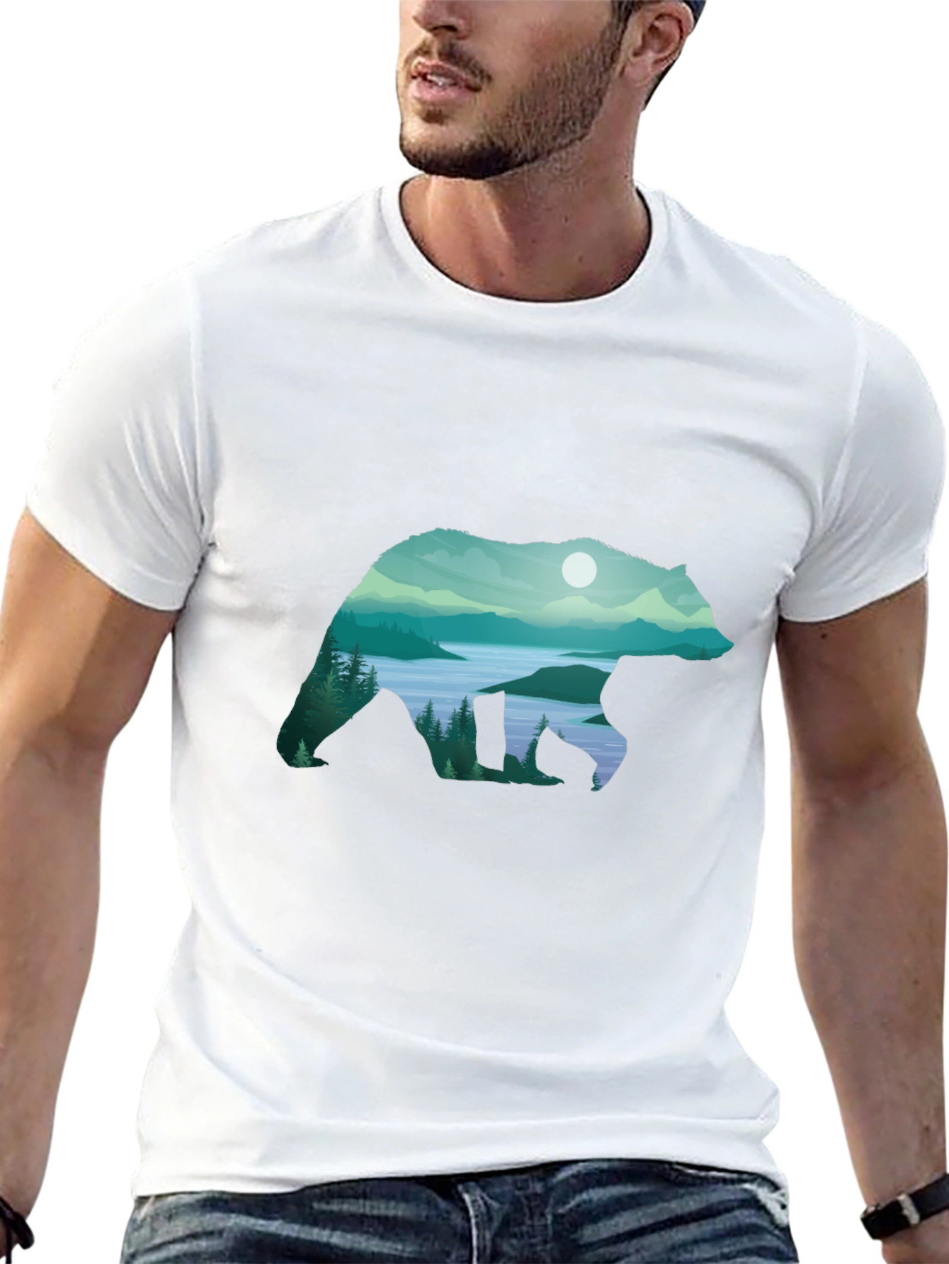 Bear Silhouette Landscape Graphic Tee
