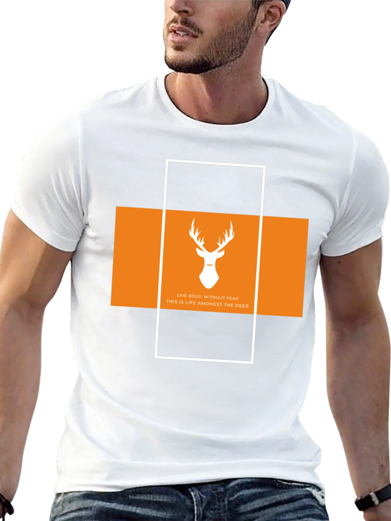Bold Deer Graphic Tee - Stylish Black Cotton T-Shirt