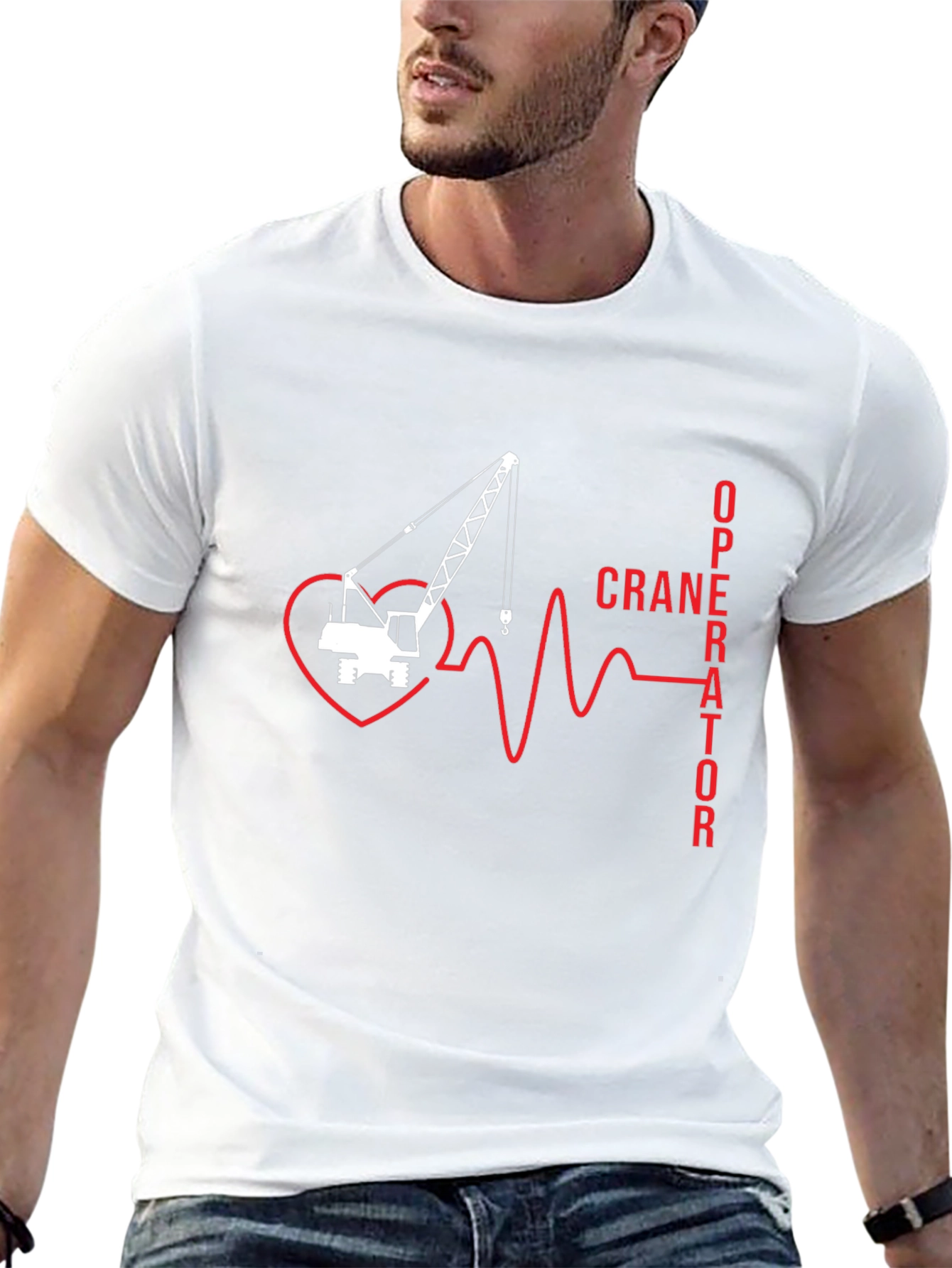 Crane Operator Heartbeat T-Shirt