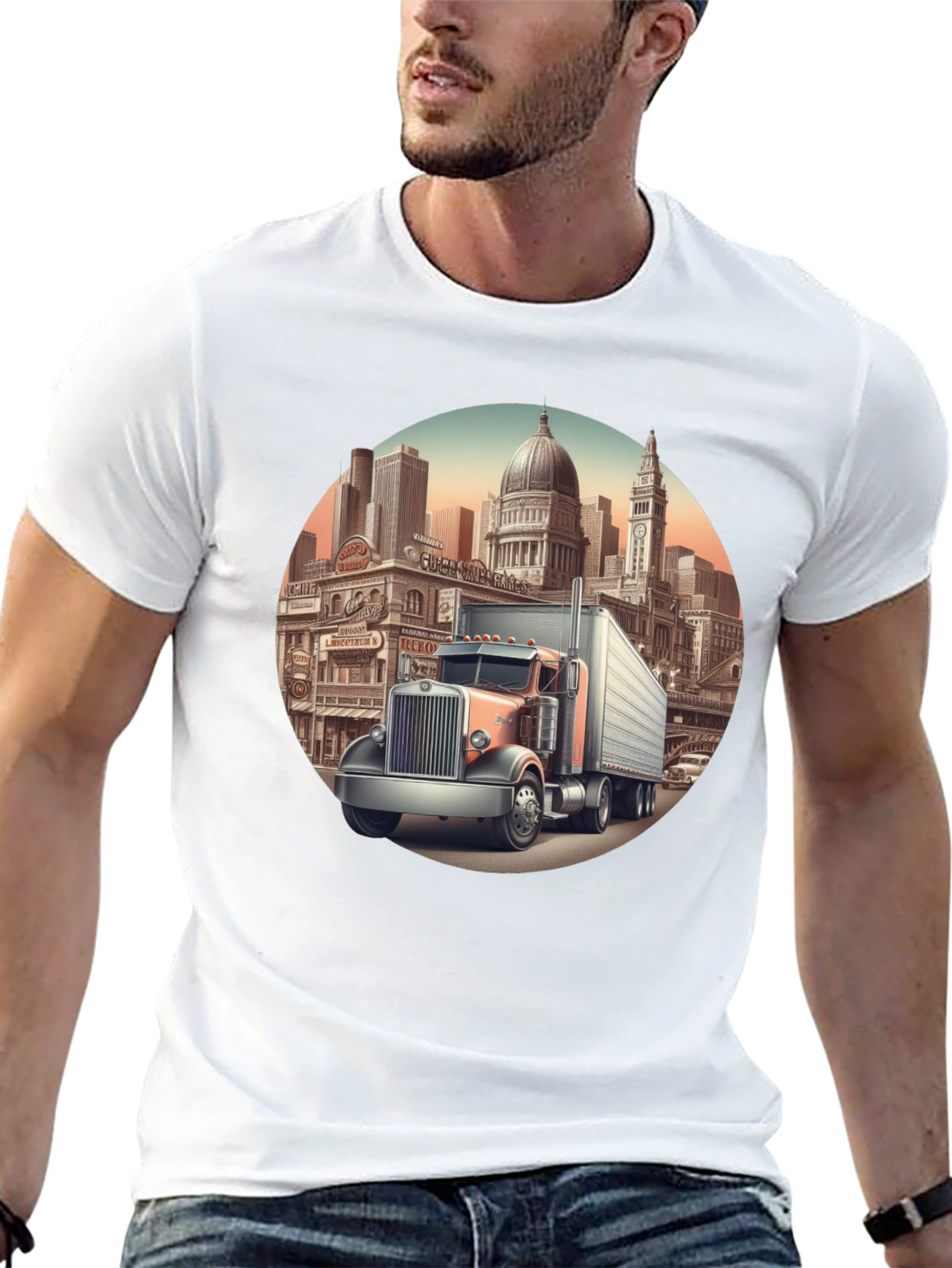 Trucker Cityscape Graphic Tee