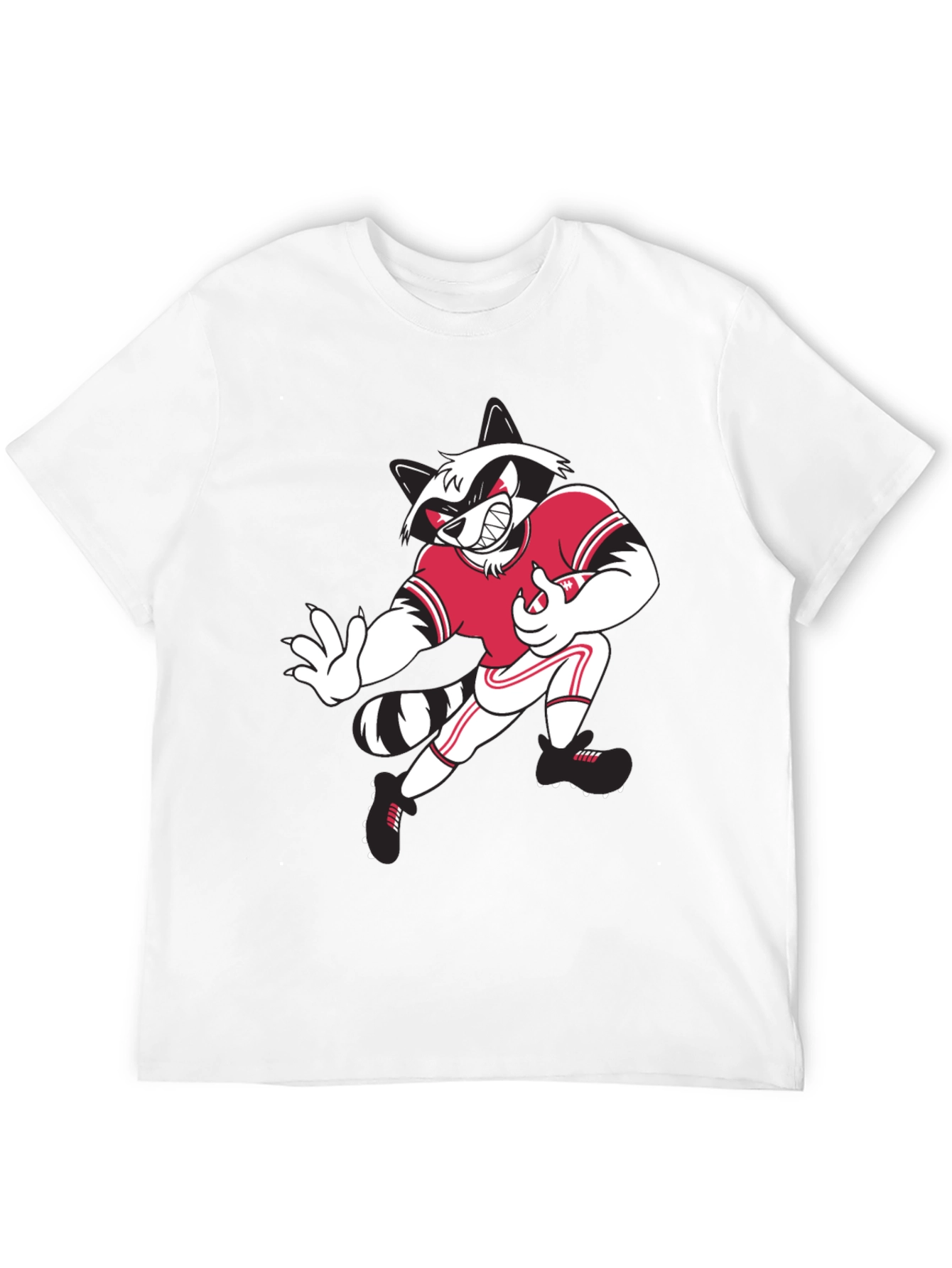 Cartoon Raccoon Football Player Graphic T-Shirt