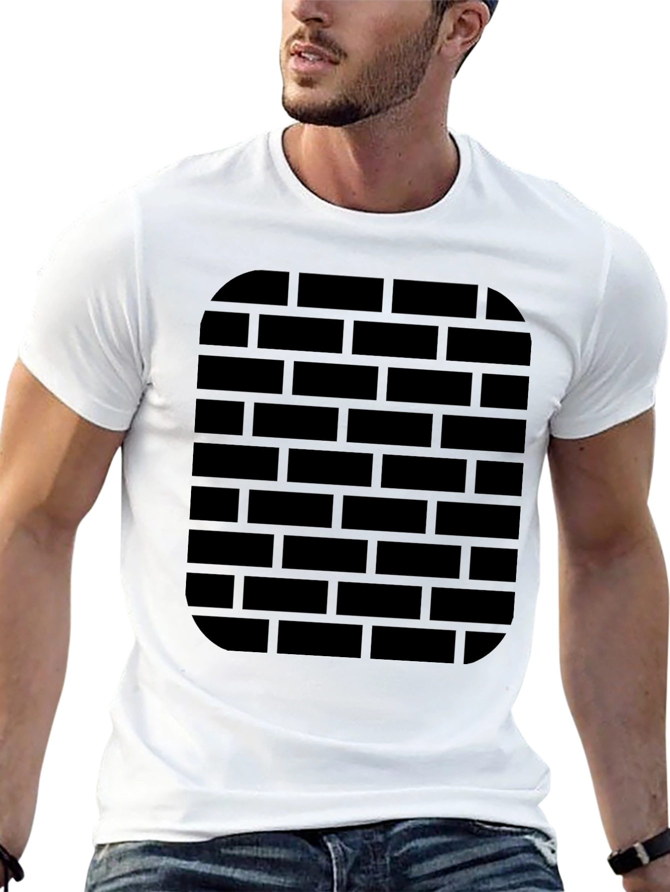Black Brick Wall Graphic Tee - Urban Style