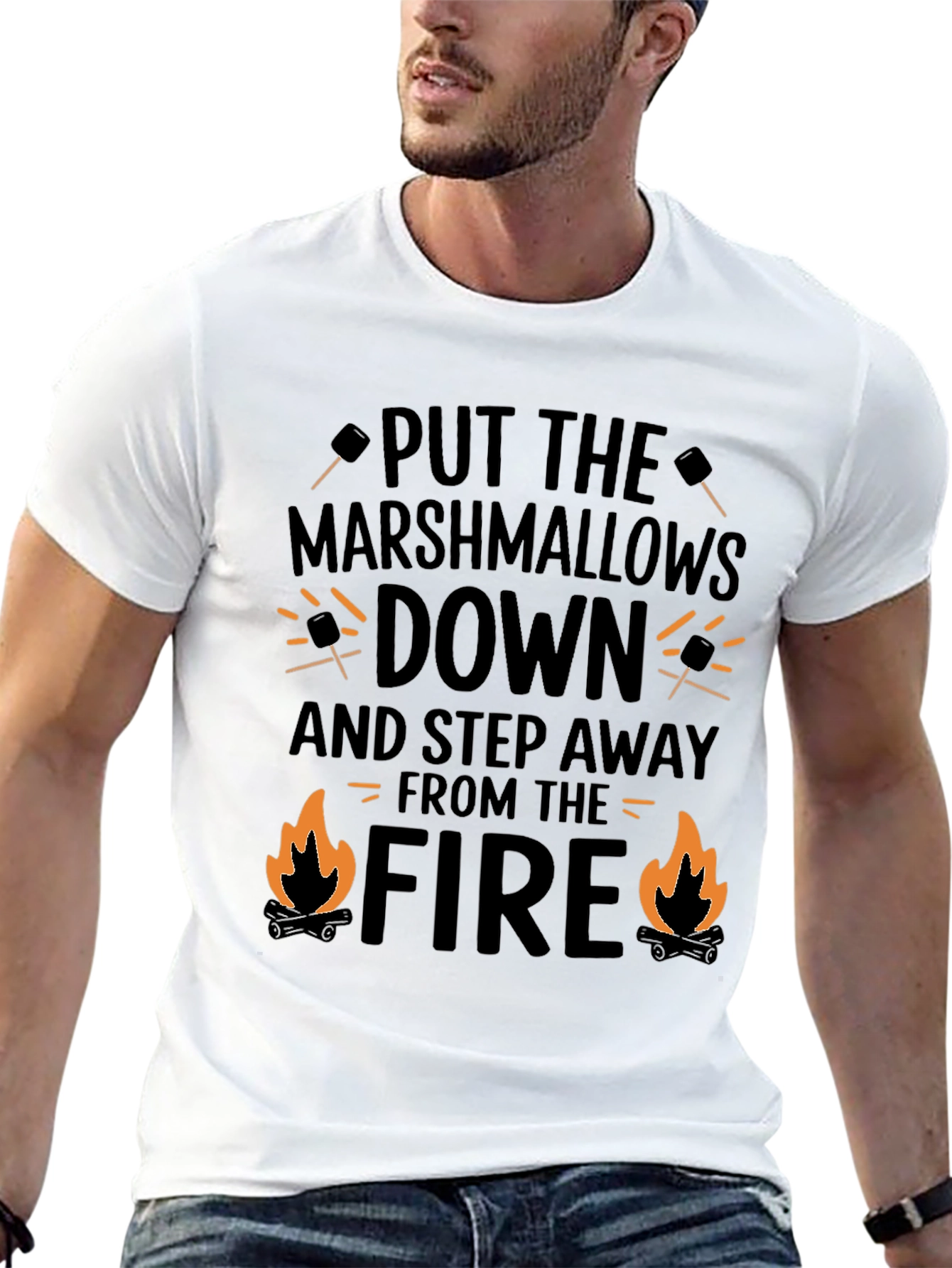 Marshmallows Down Funny Camping T-Shirt