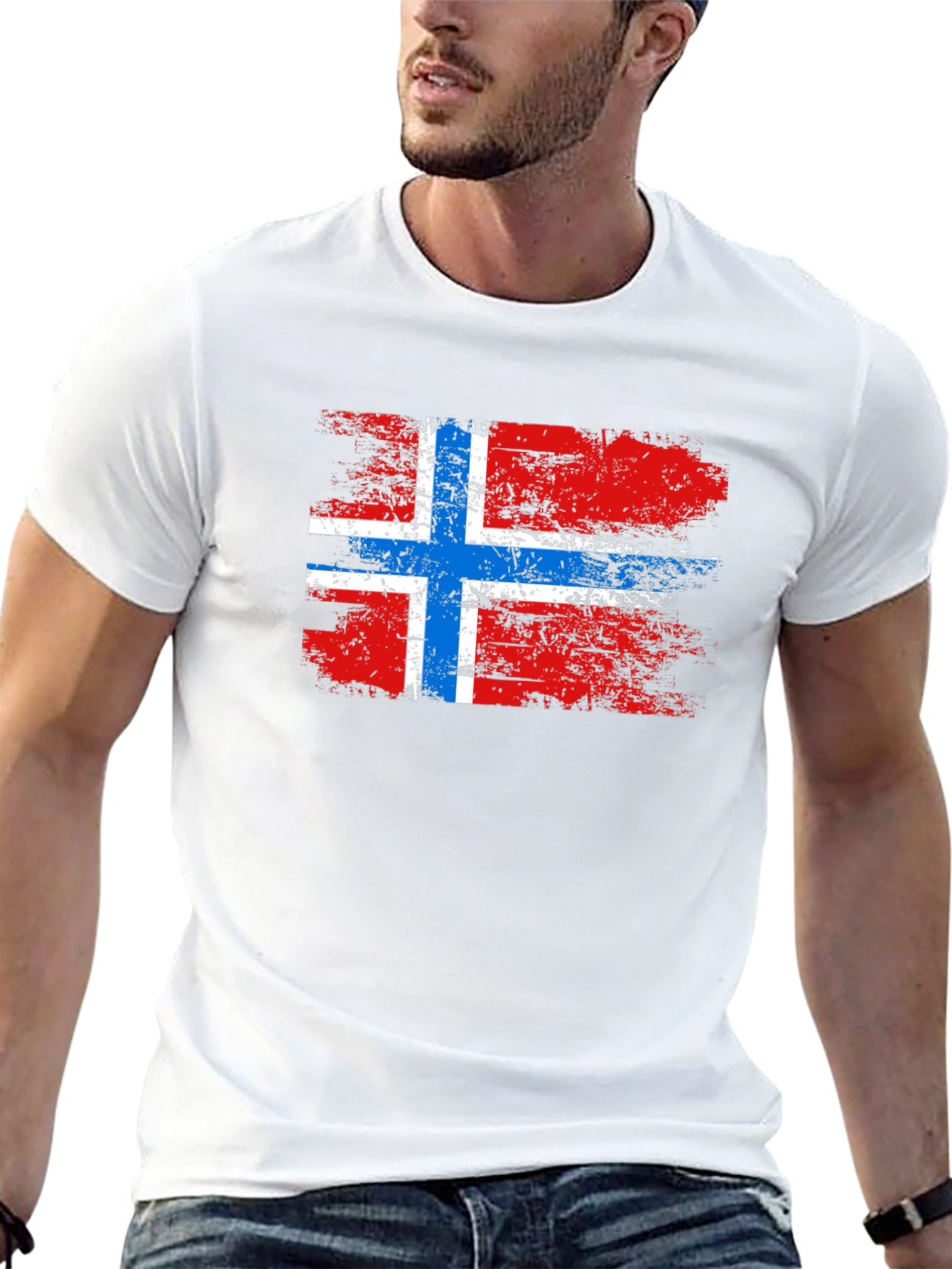 Norway Flag T-Shirt - Grunge Style