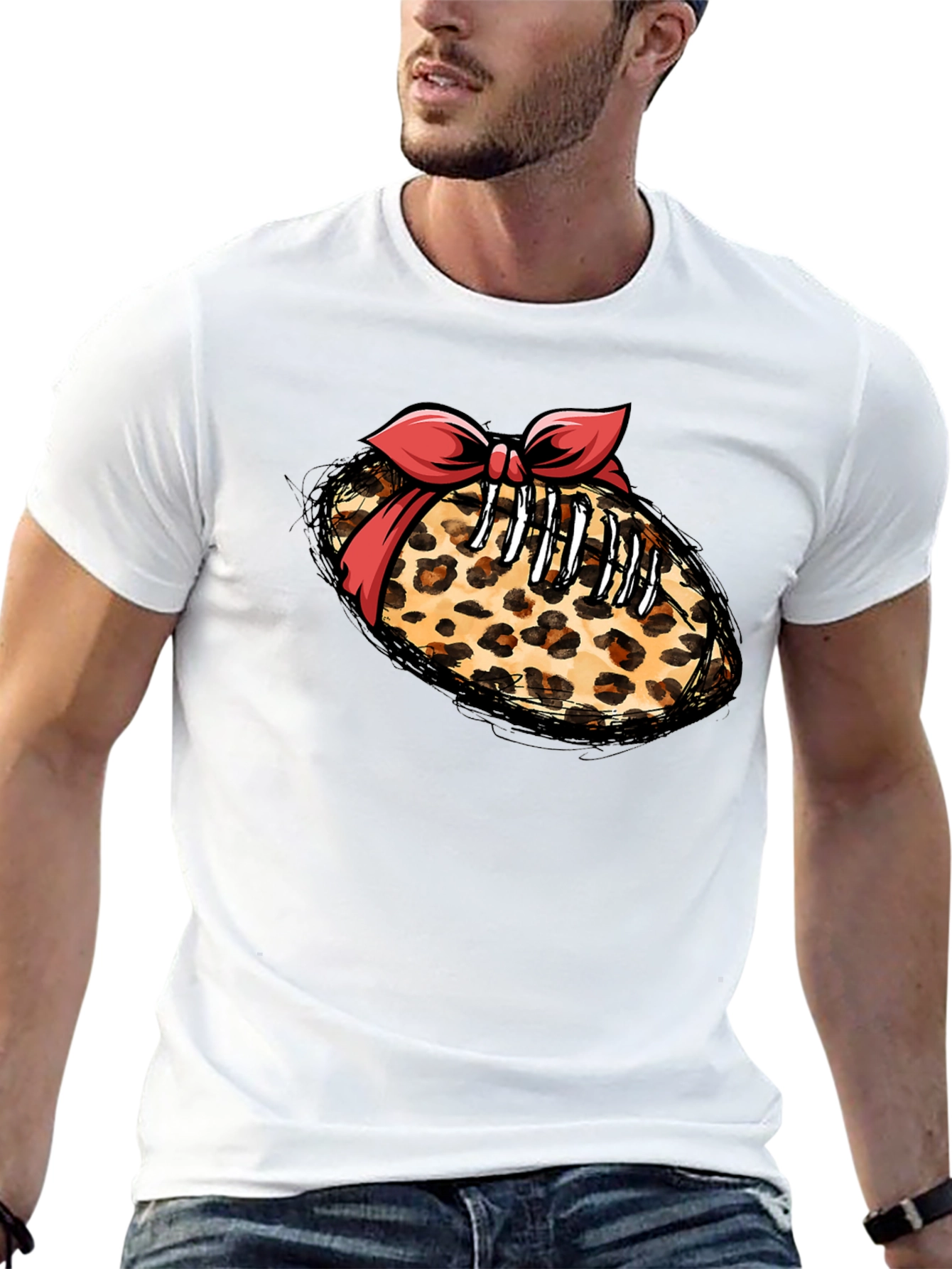 Leopard Football Bow T-Shirt