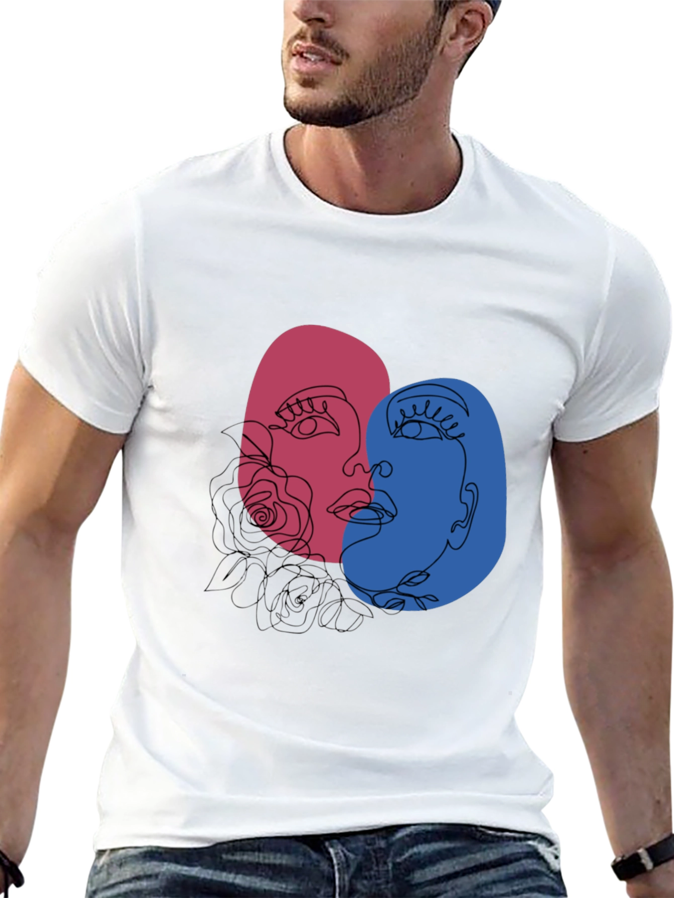 Abstract Face Graphic Tee - Unisex Black T-Shirt