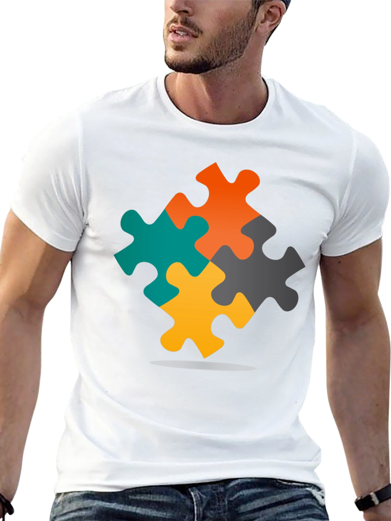 Autism Awareness Puzzle T-Shirt - Black