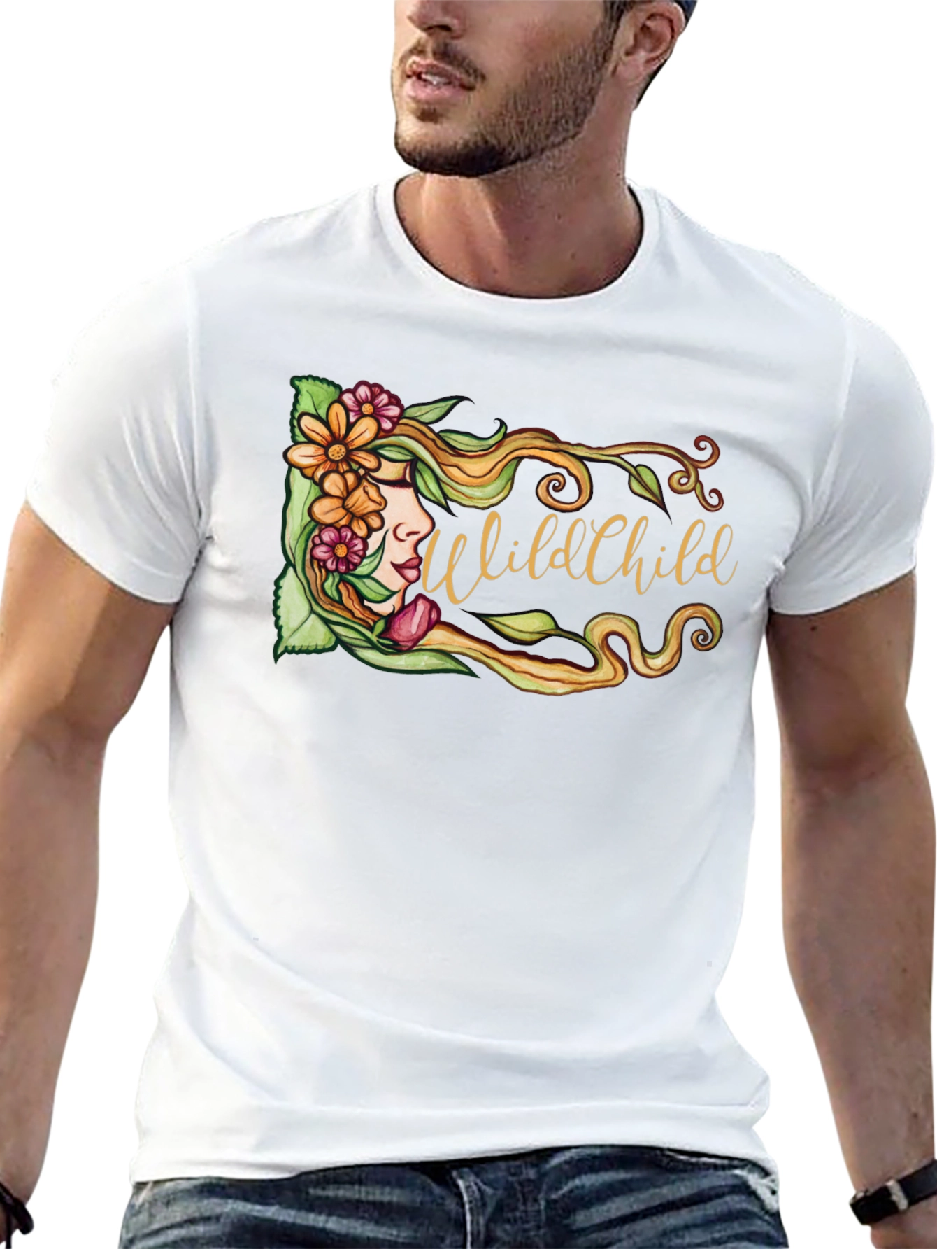 Wild Child Floral Graphic Black T-Shirt