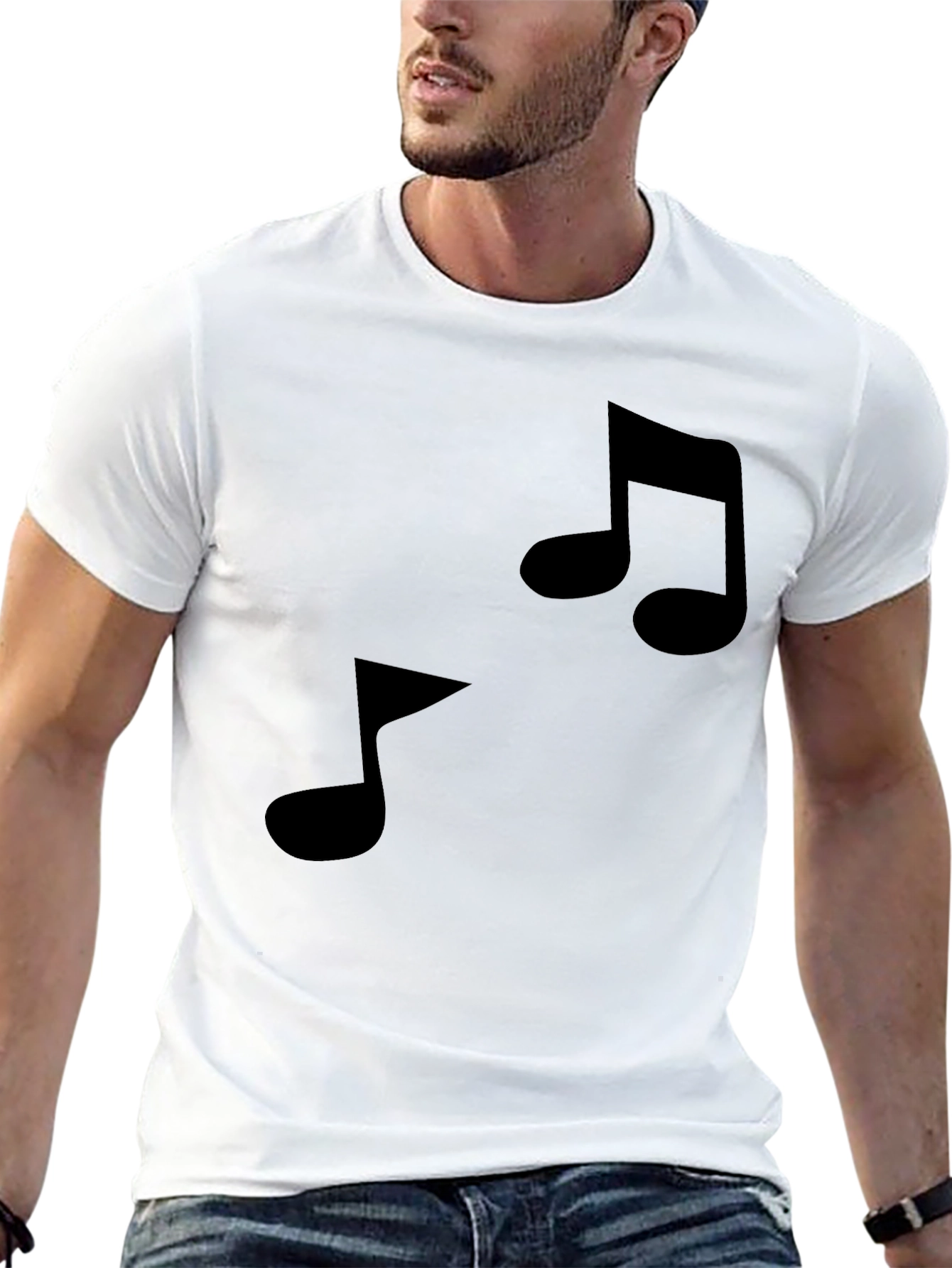 Musical Note Graphic Tee - Black Cotton Comfort