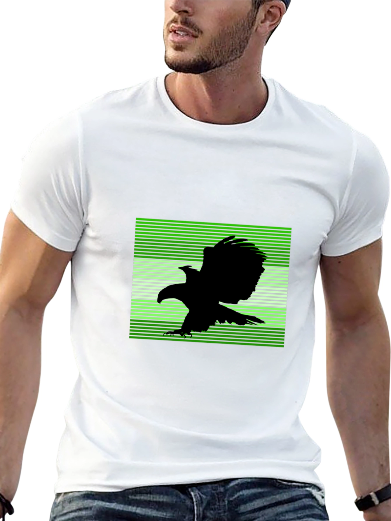 Eagle Graphic Tee - Black Crew Neck Cotton T-Shirt