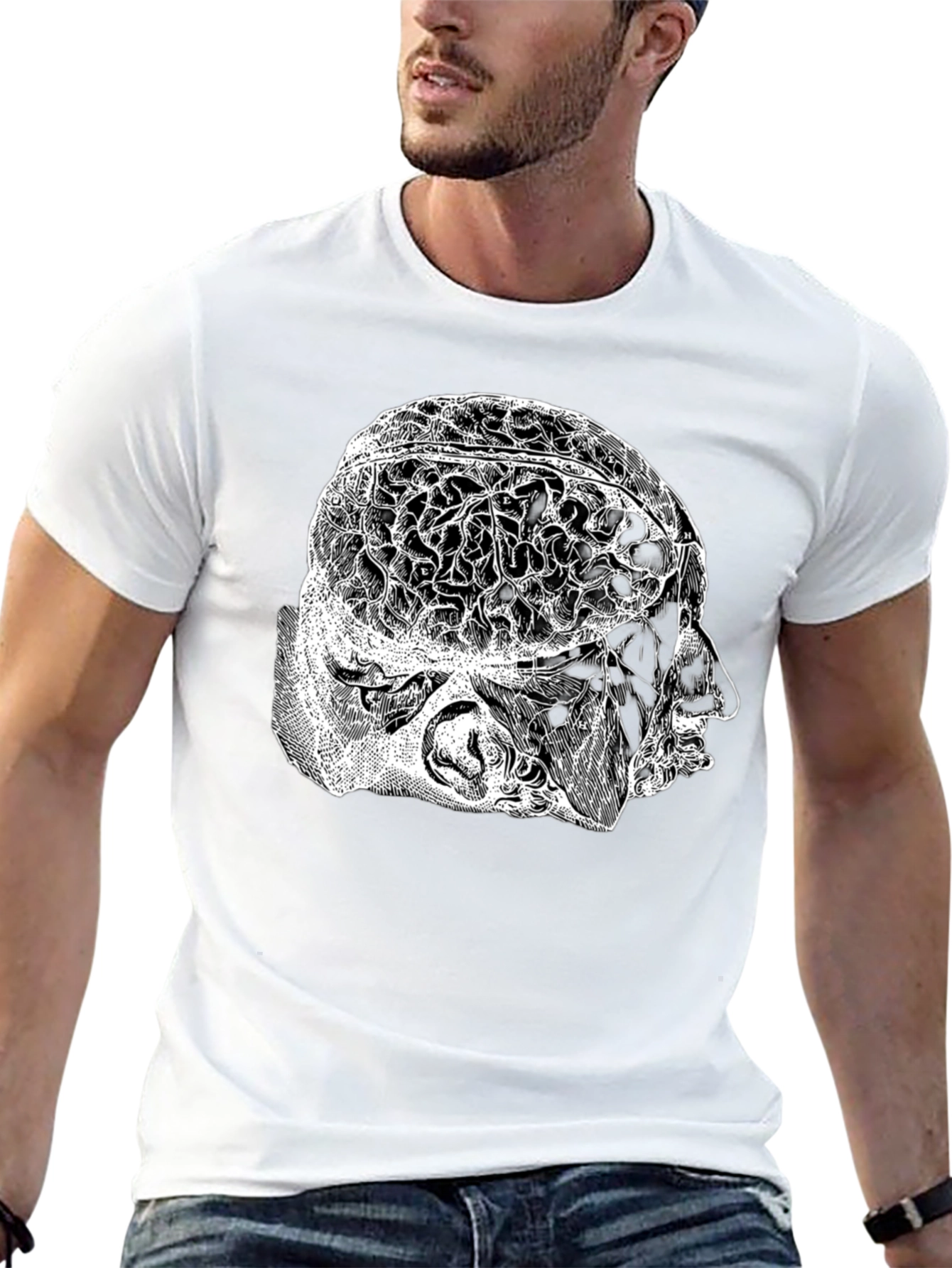 Anatomical Brain Graphic T-Shirt - Black
