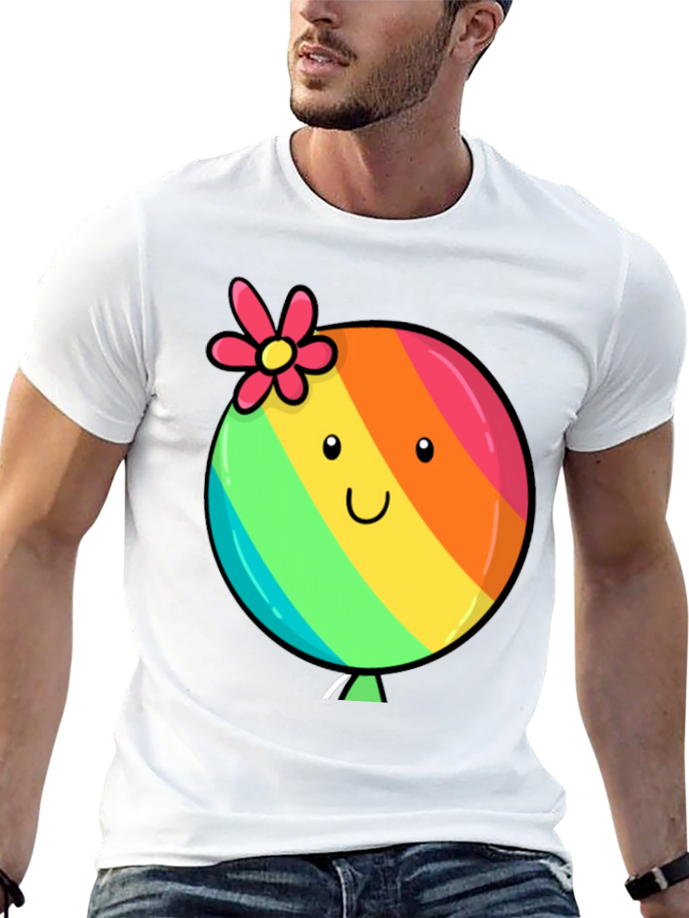 Rainbow Balloon Smile Graphic Tee