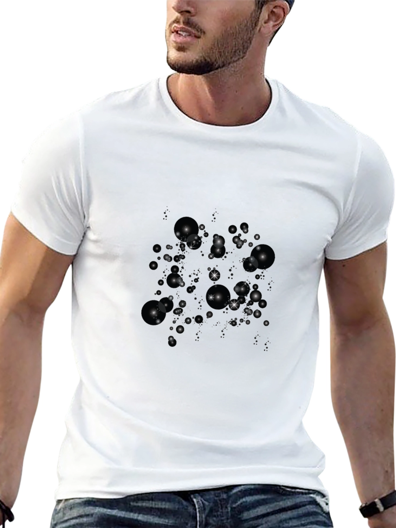Sparkling Bubble Print Black T-Shirt