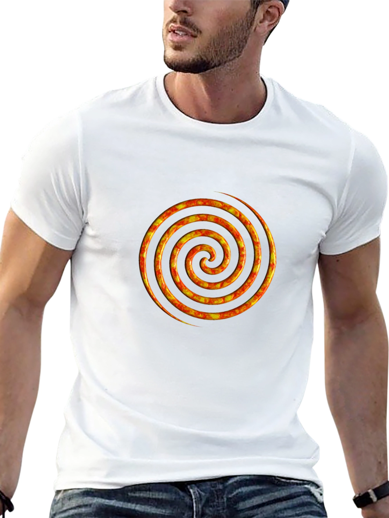Fiery Spiral Graphic Black T-Shirt