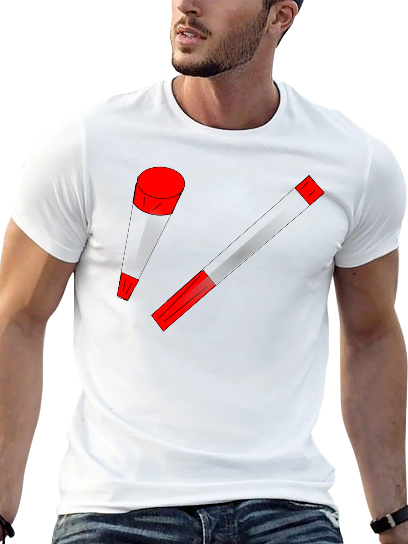 Modern Art Black T-Shirt with Red Accents