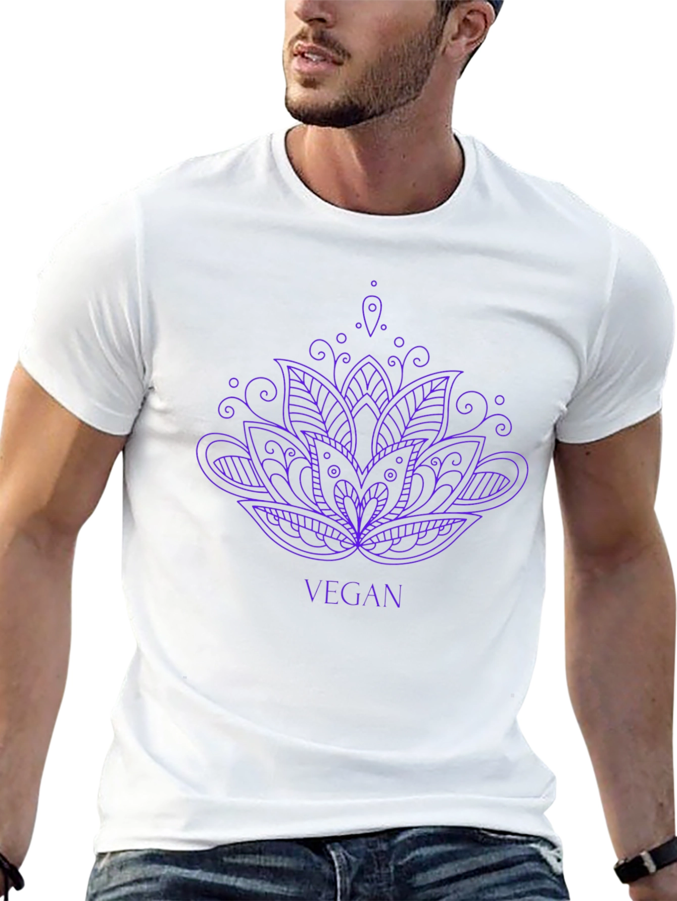 Vegan Lotus Flower Graphic Tee - Black