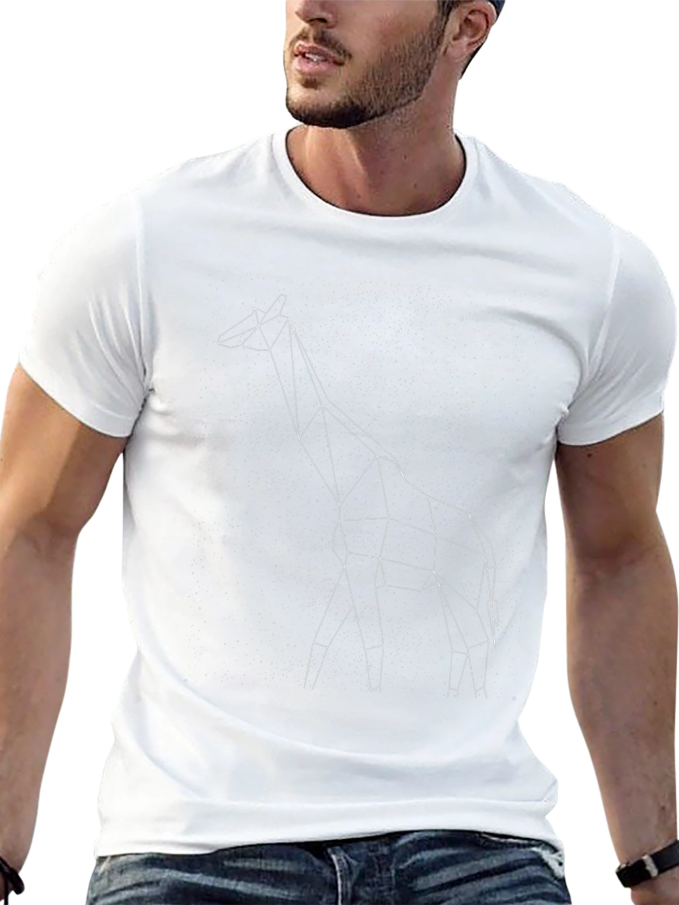 Geometric Giraffe Constellation T-Shirt - Black