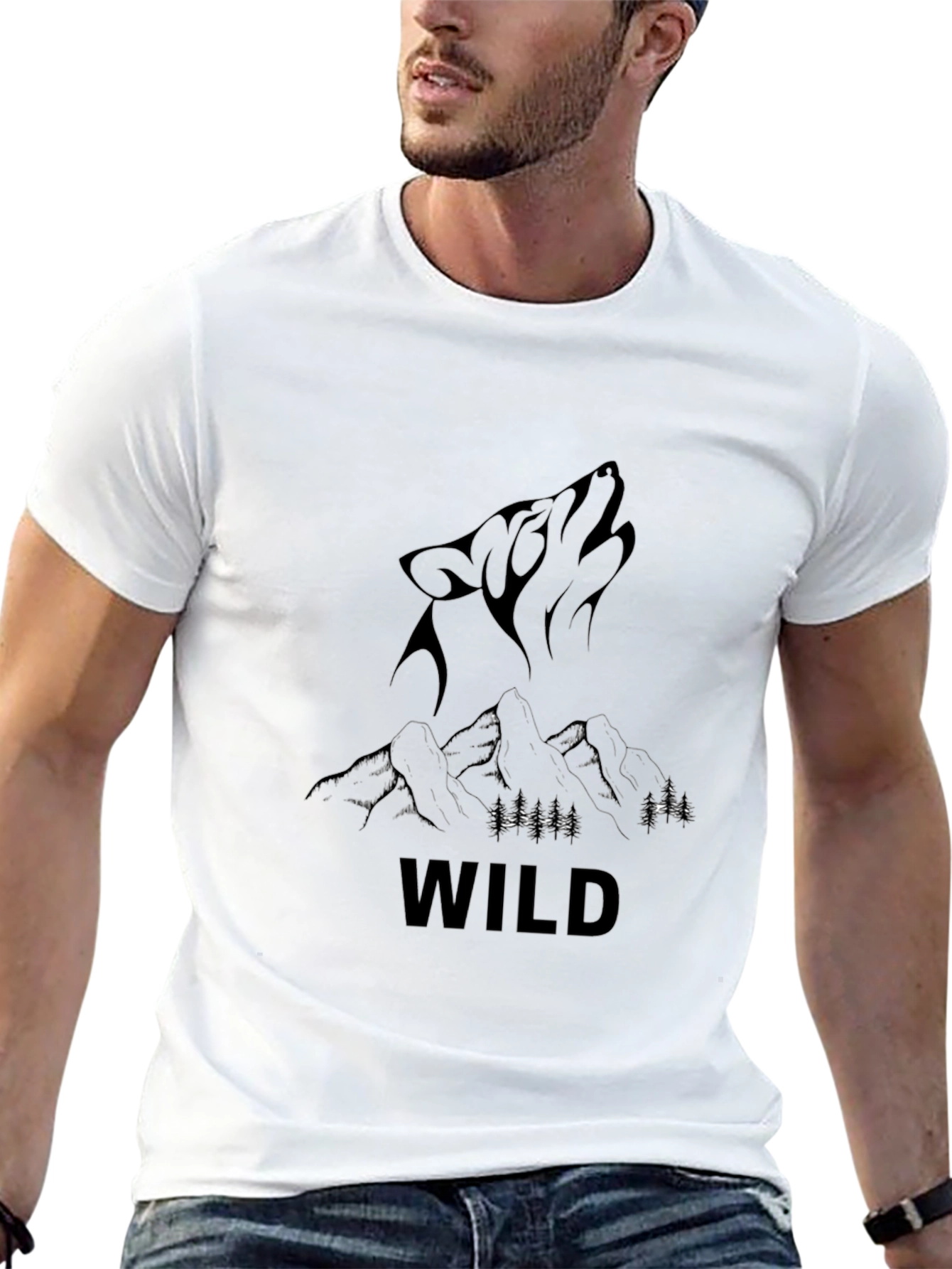 Wild Wolf Mountain Graphic Tee - Black