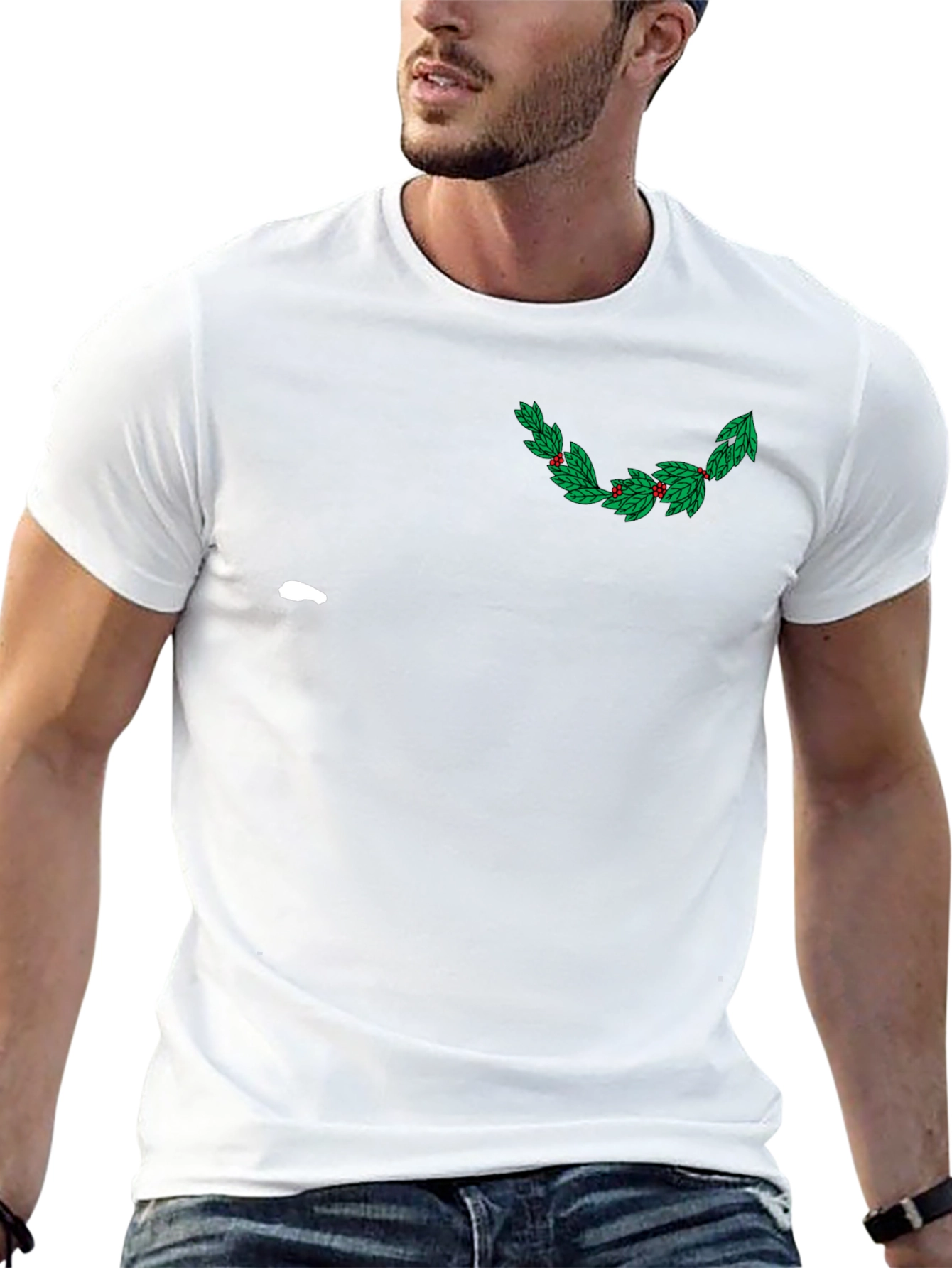 Festive Holly Graphic Tee - Black