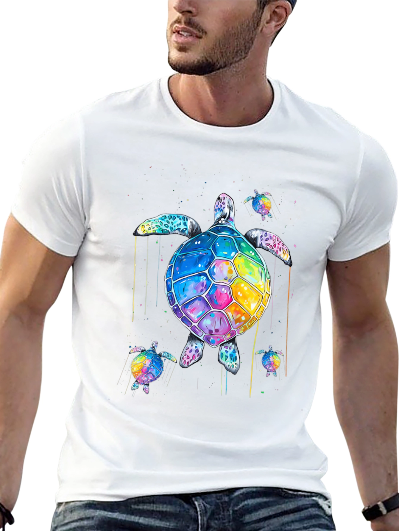 Rainbow Turtle Graphic T-Shirt