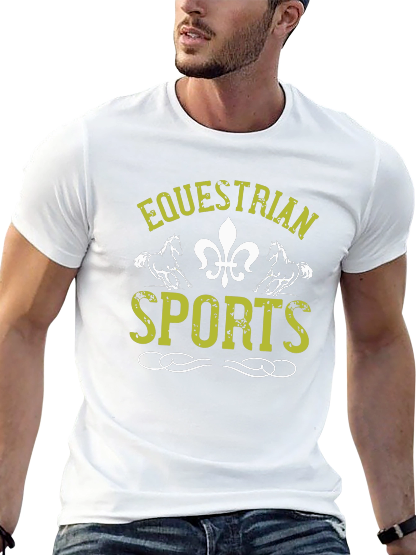 Equestrian Sports Graphic Tee - Black Cotton Shirt