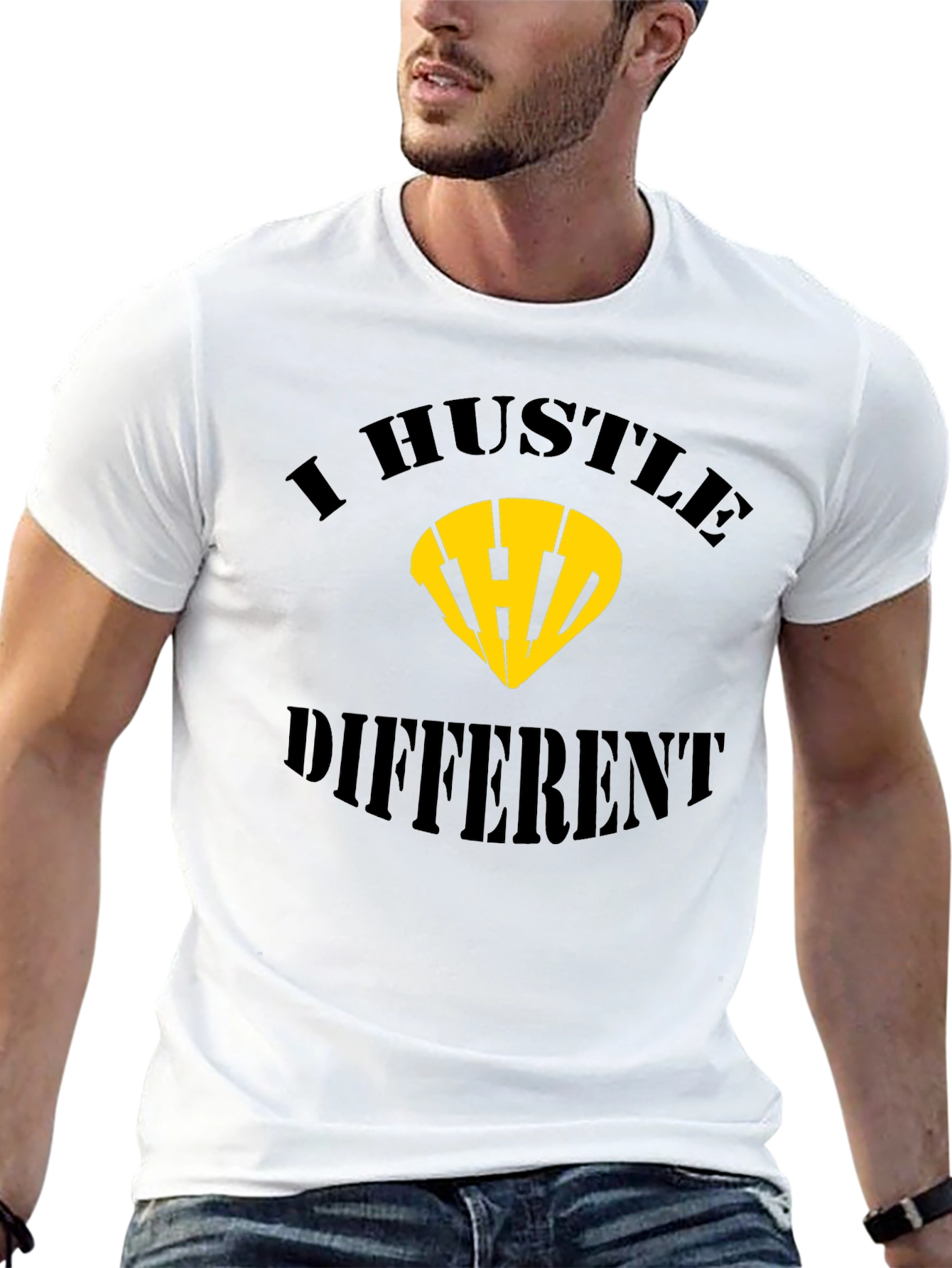 I Hustle Different Black Graphic Tee