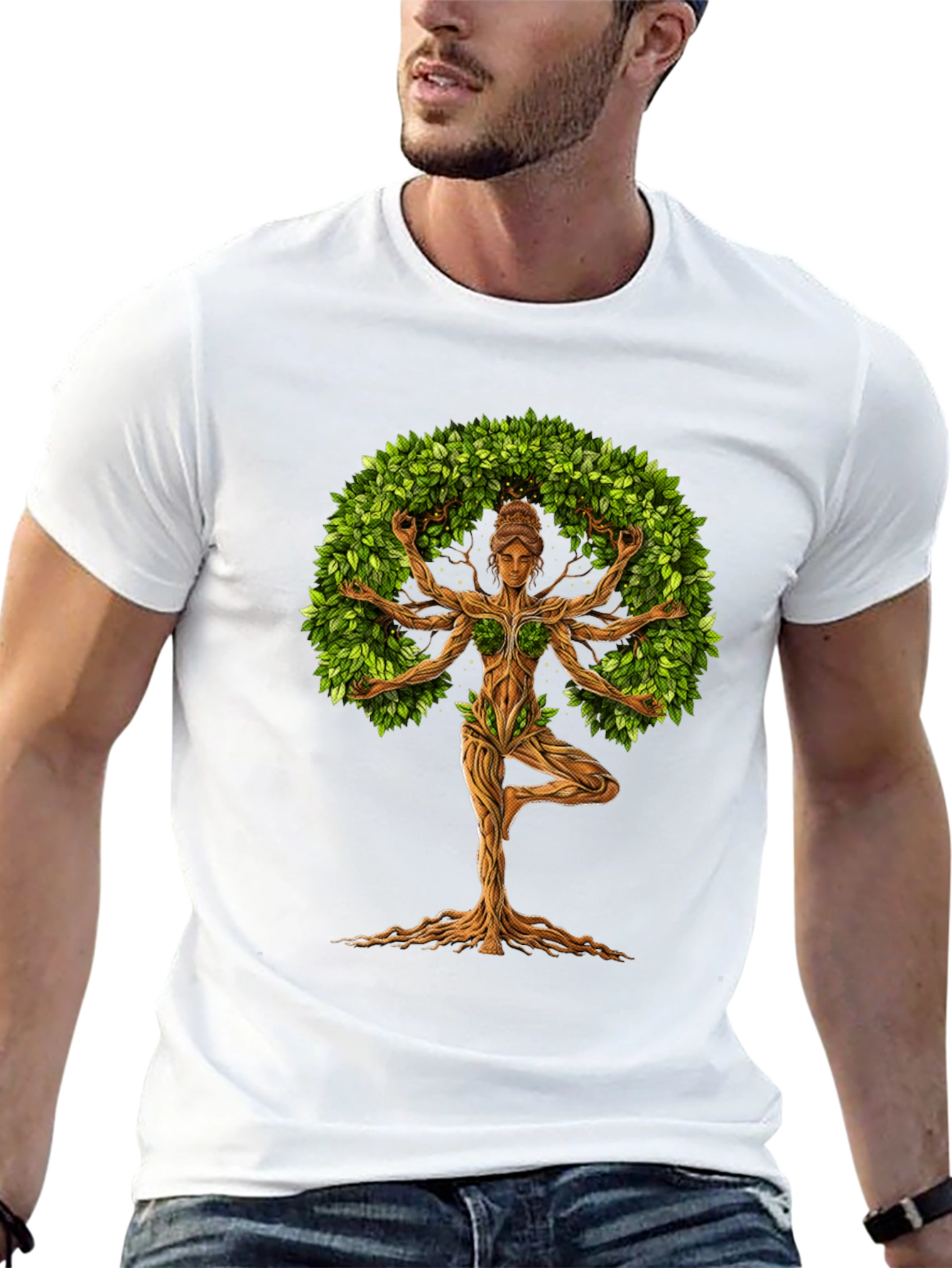 Yoga Tree Pose Black T-Shirt