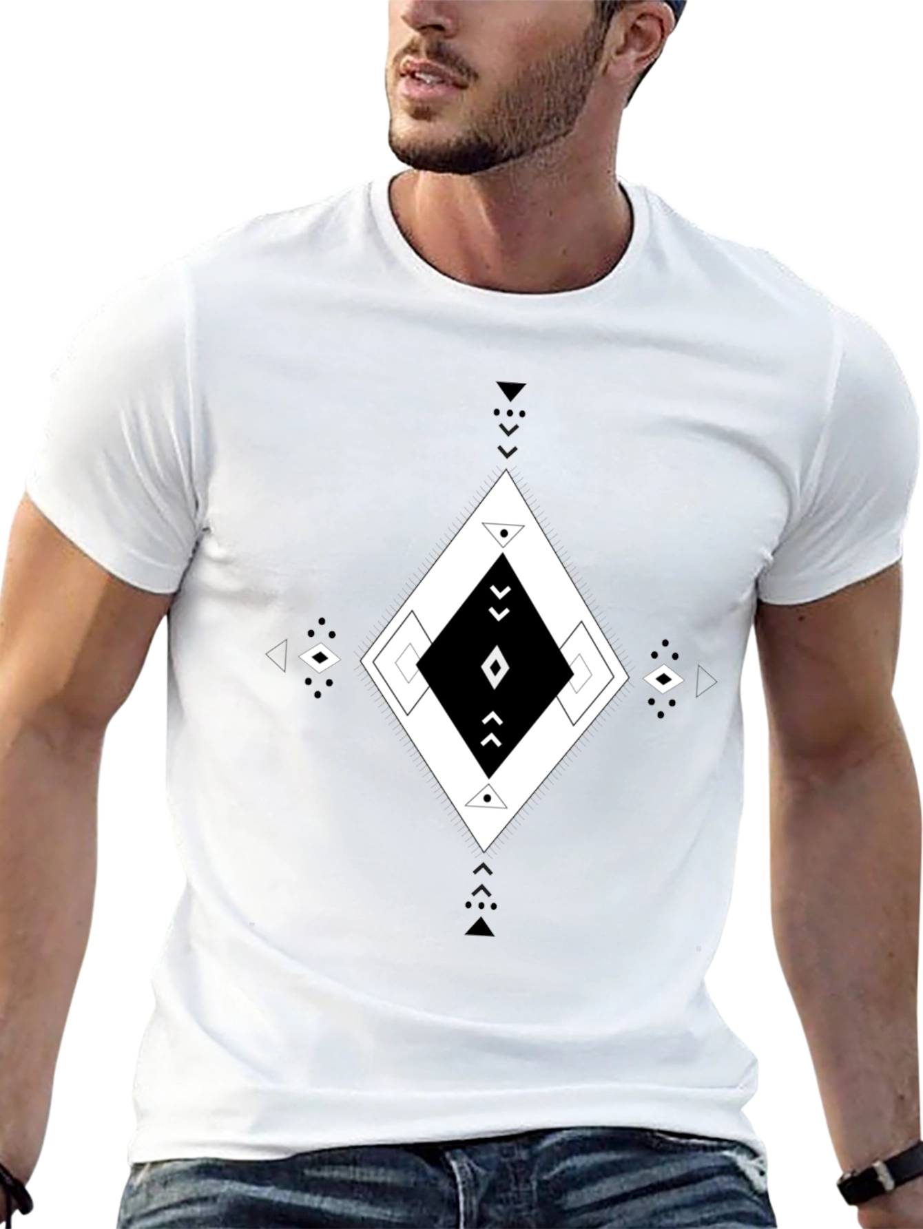 Geometric Diamond Print Mens T-Shirt