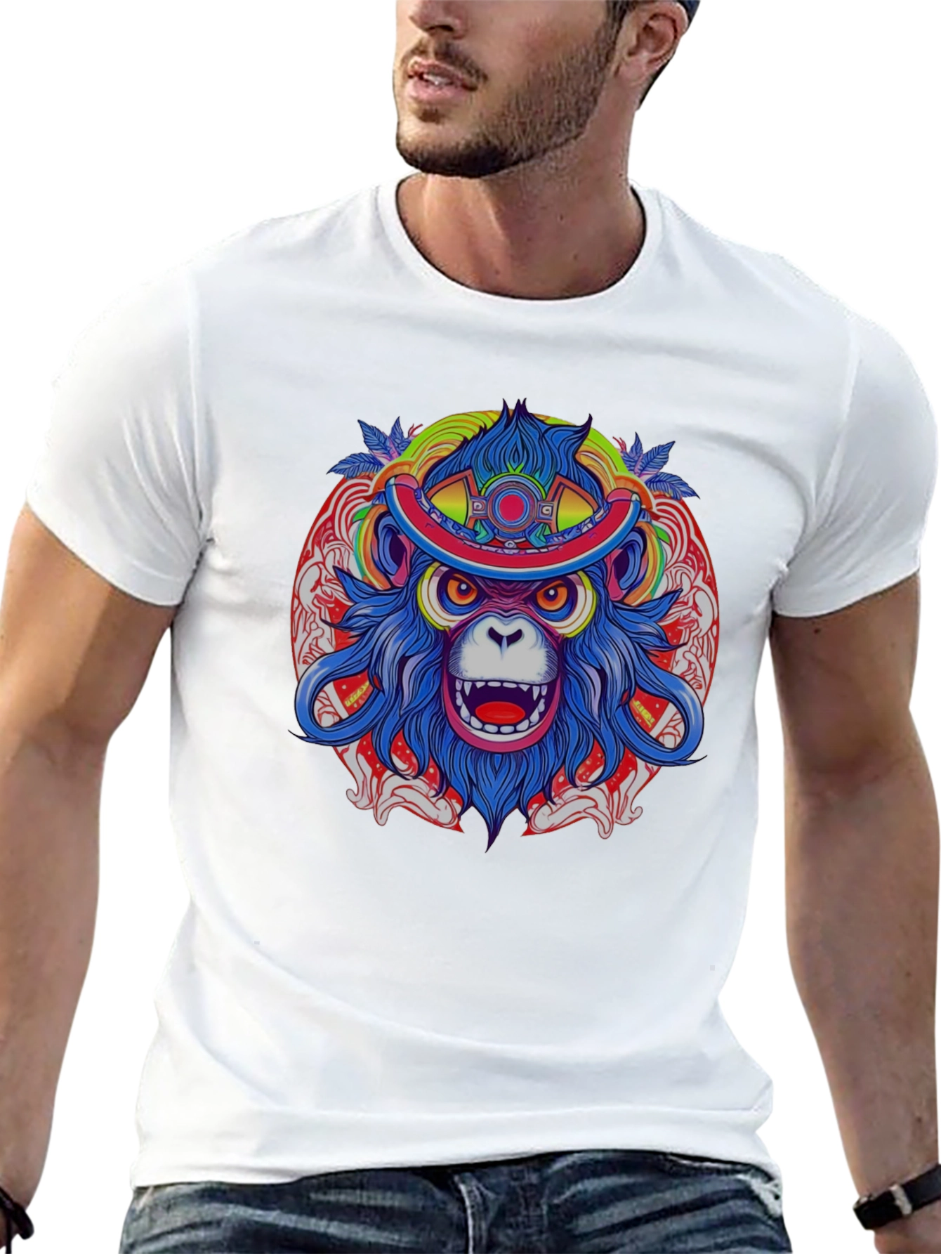 Vivid Monkey Head T-Shirt - Graphic Tee