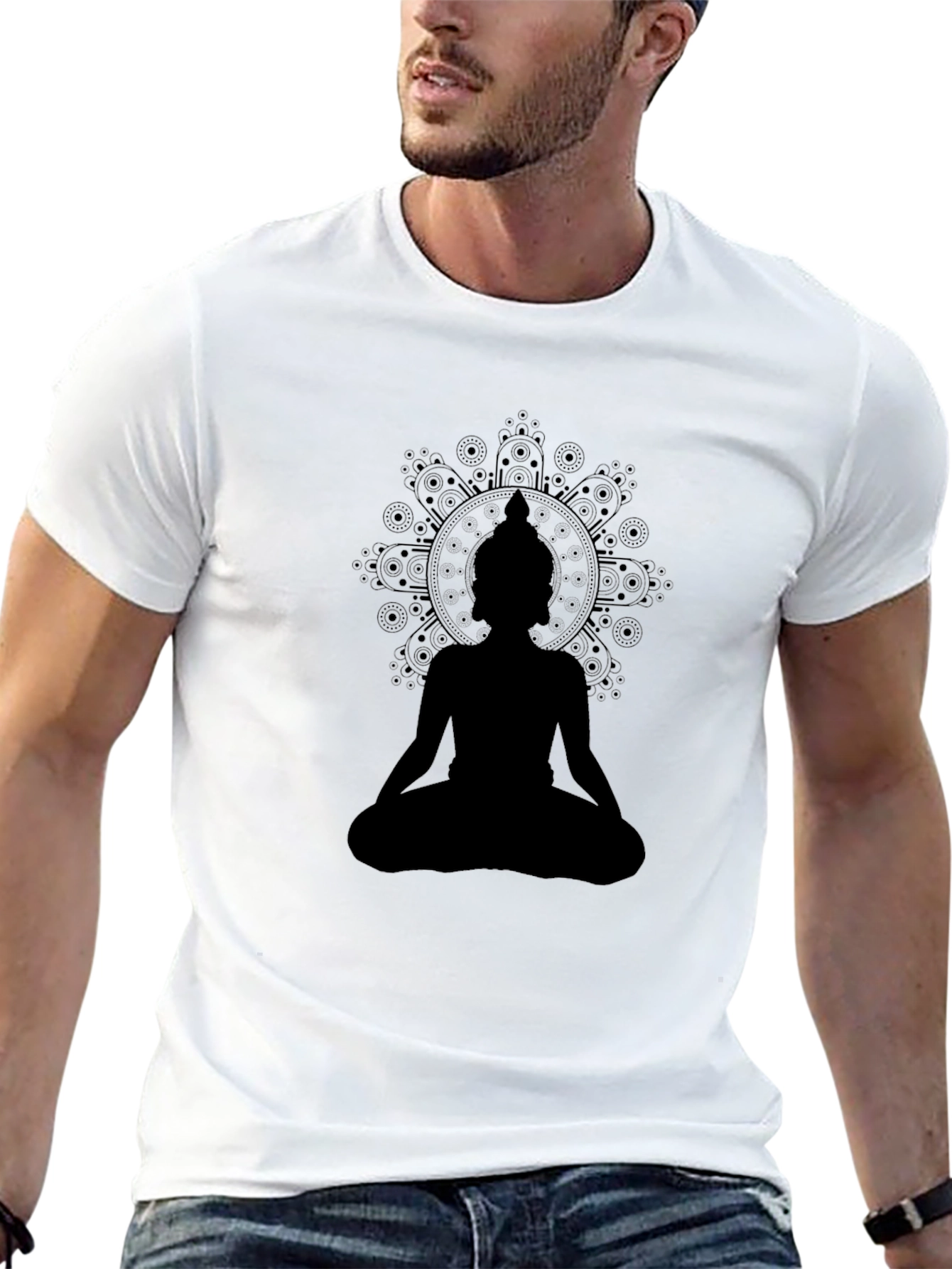 Meditate in Style: Black Buddha Mandala T-Shirt