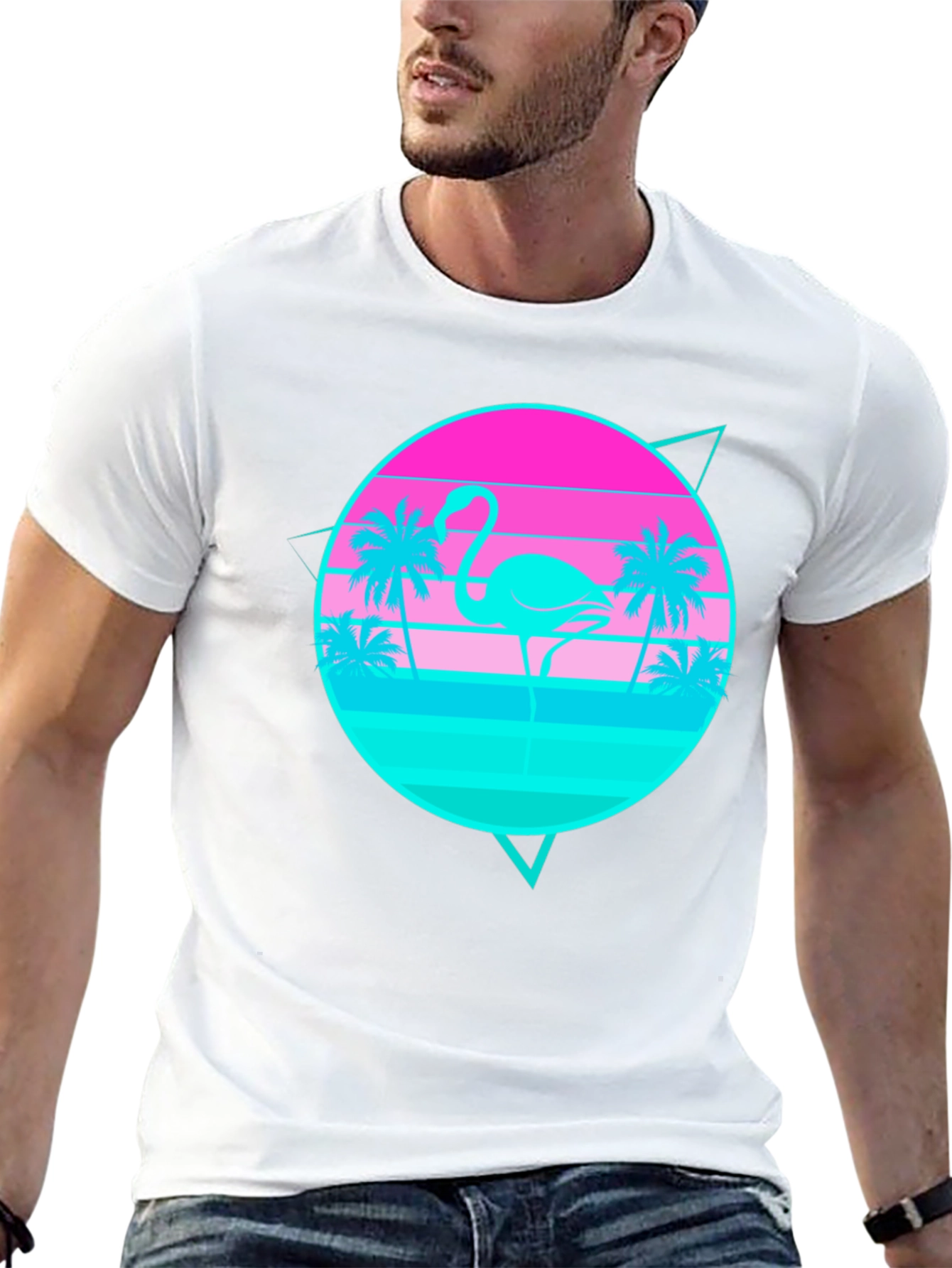 Retro Flamingo Sunset Graphic Tee