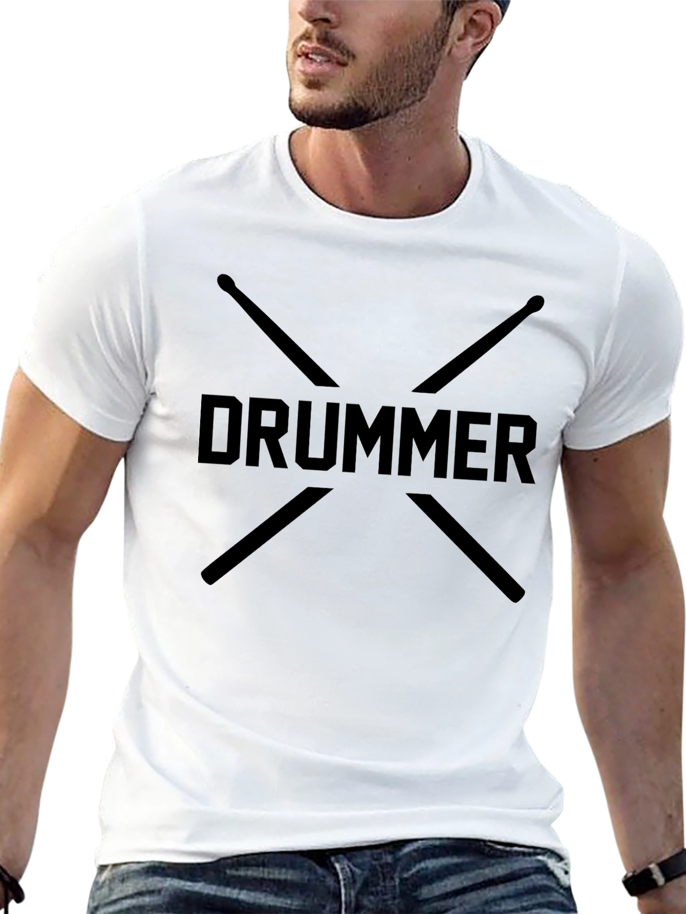 Drummer T-Shirt - Crossed Drumsticks Graphic Tee