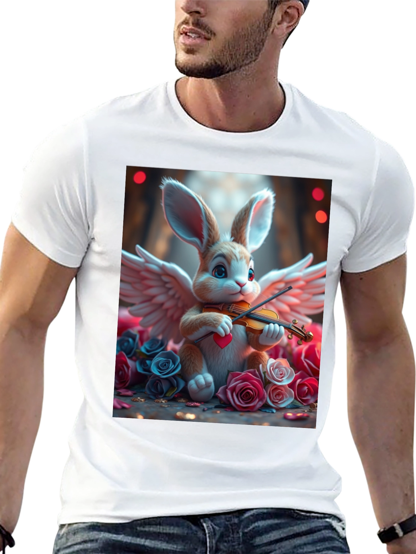 Bunny Angel Playing Violin T-Shirt