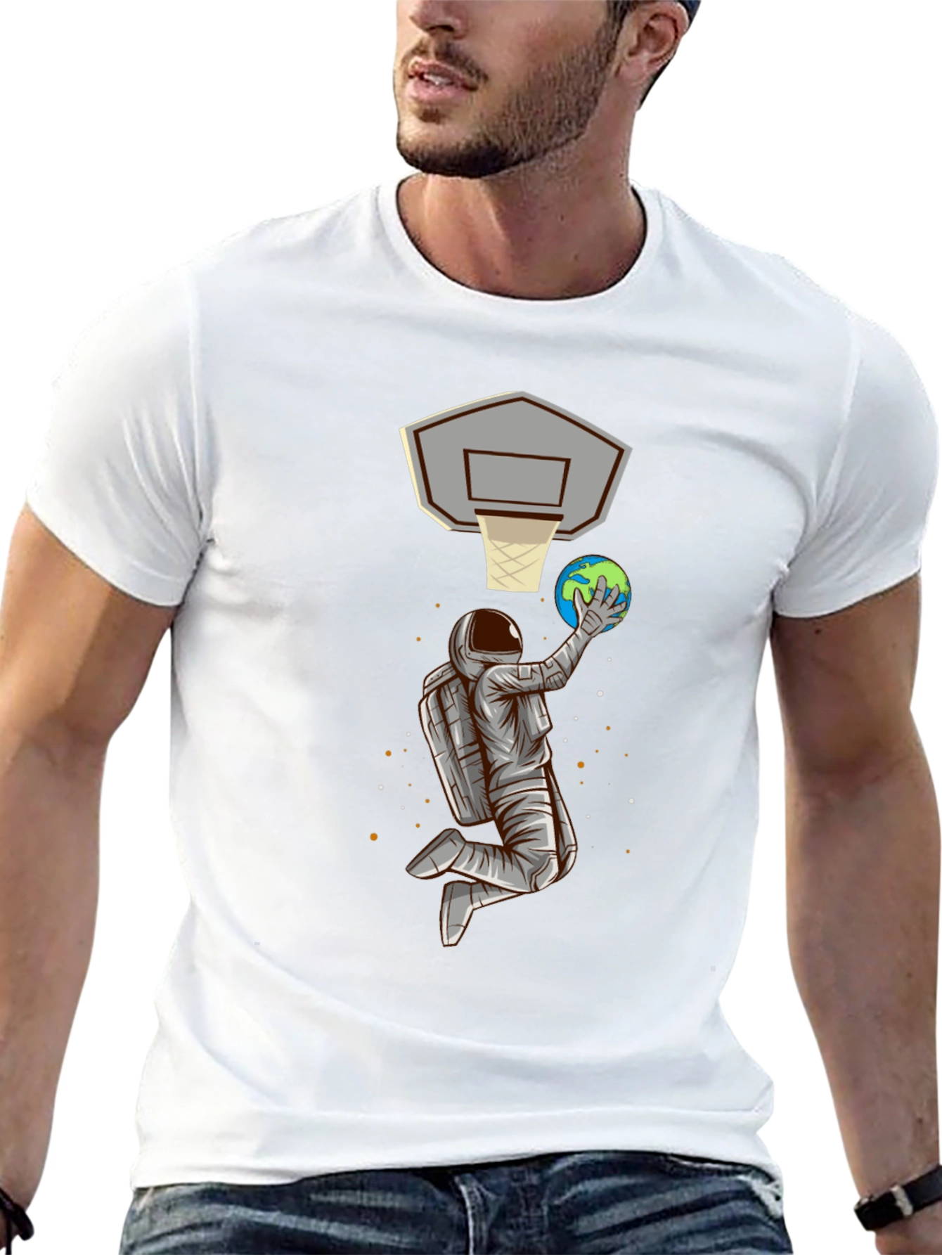 Astronaut Basketball Dunk Graphic Tee