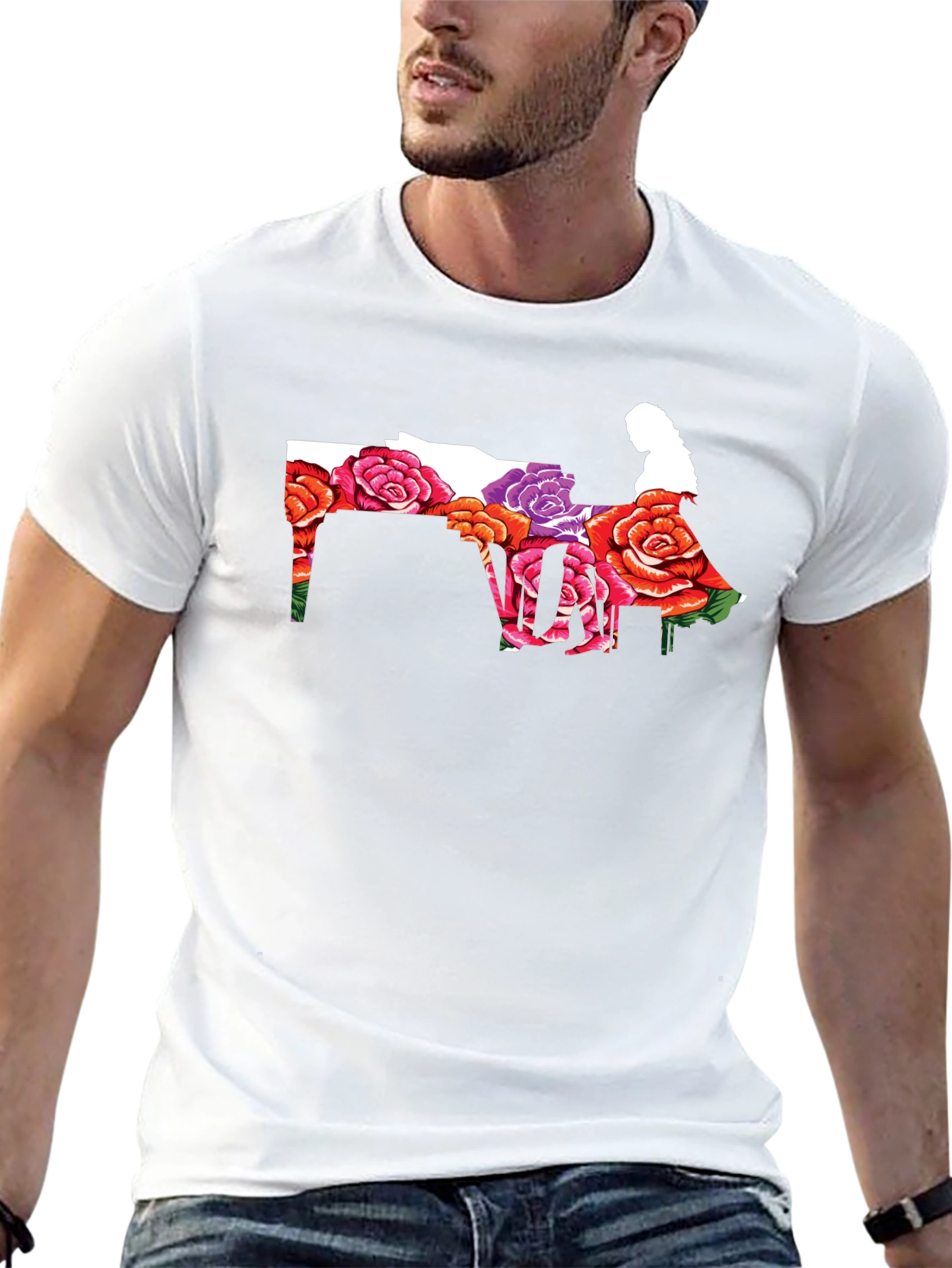 Floral Piano Player Graphic T-Shirt