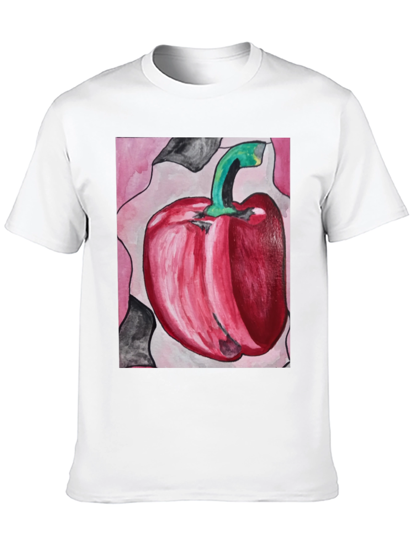 Red Pepper Art Graphic Tee - Unisex Black T-Shirt