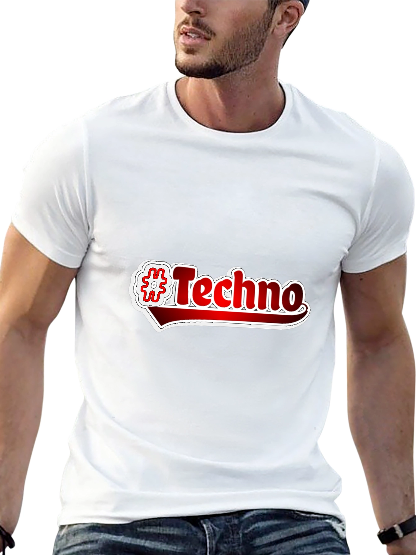 #Techno Graphic Print Black T-Shirt