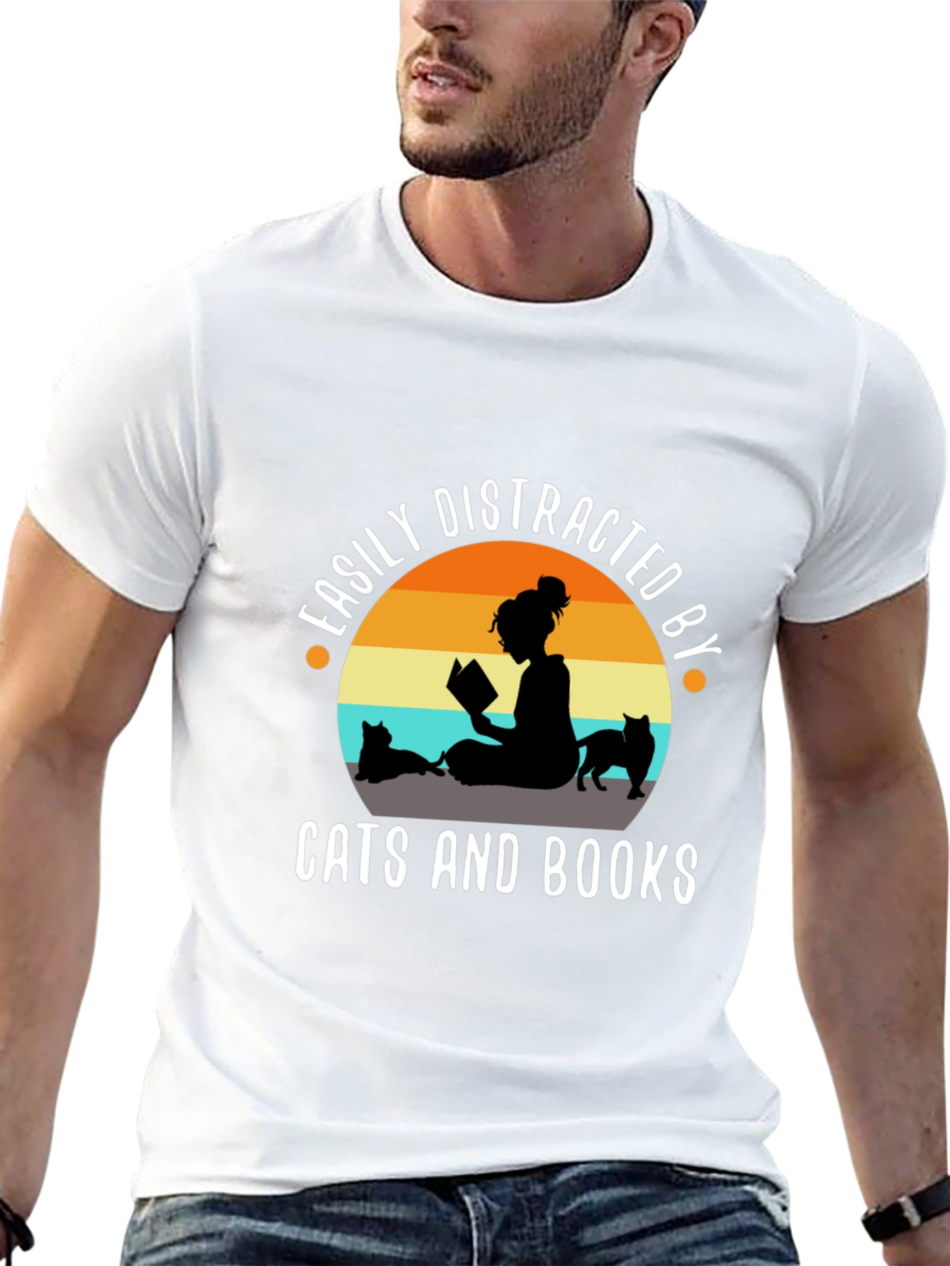 Easily Distracted By Cats and Books T-Shirt