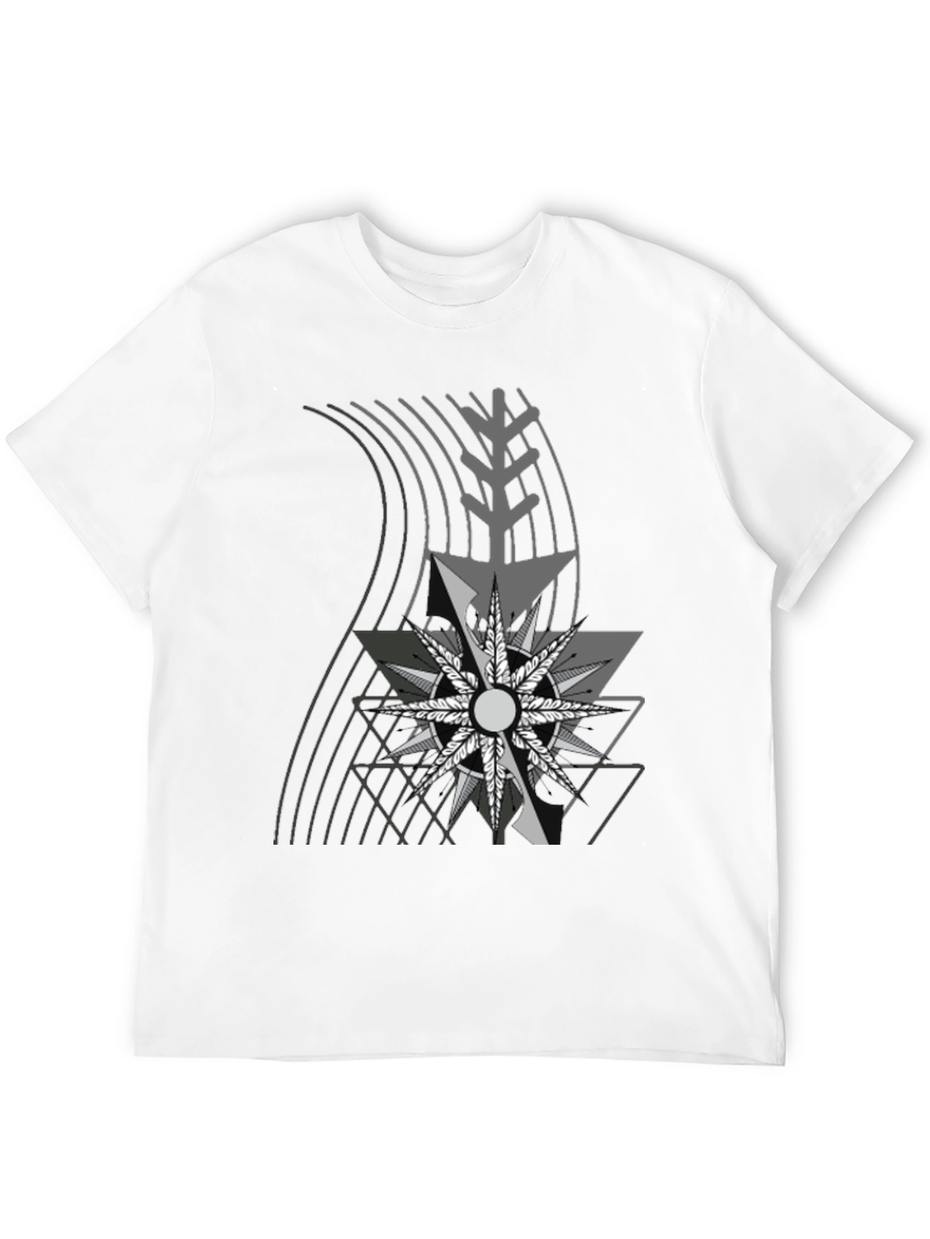 Abstract Geometric Graphic Tee - Black Cotton Blend