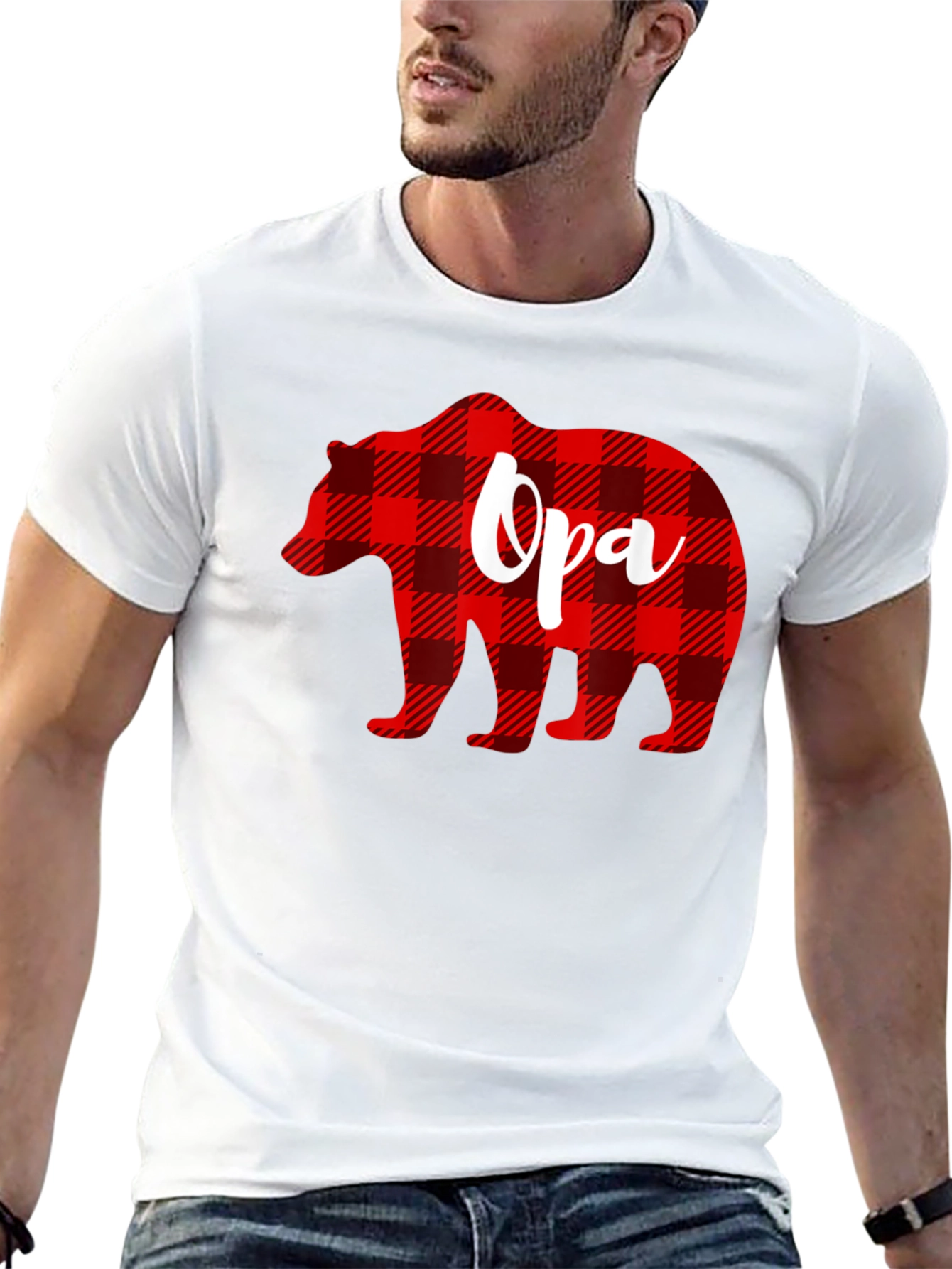 Opa Bear Plaid Graphic Tee - Mens Black T-Shirt