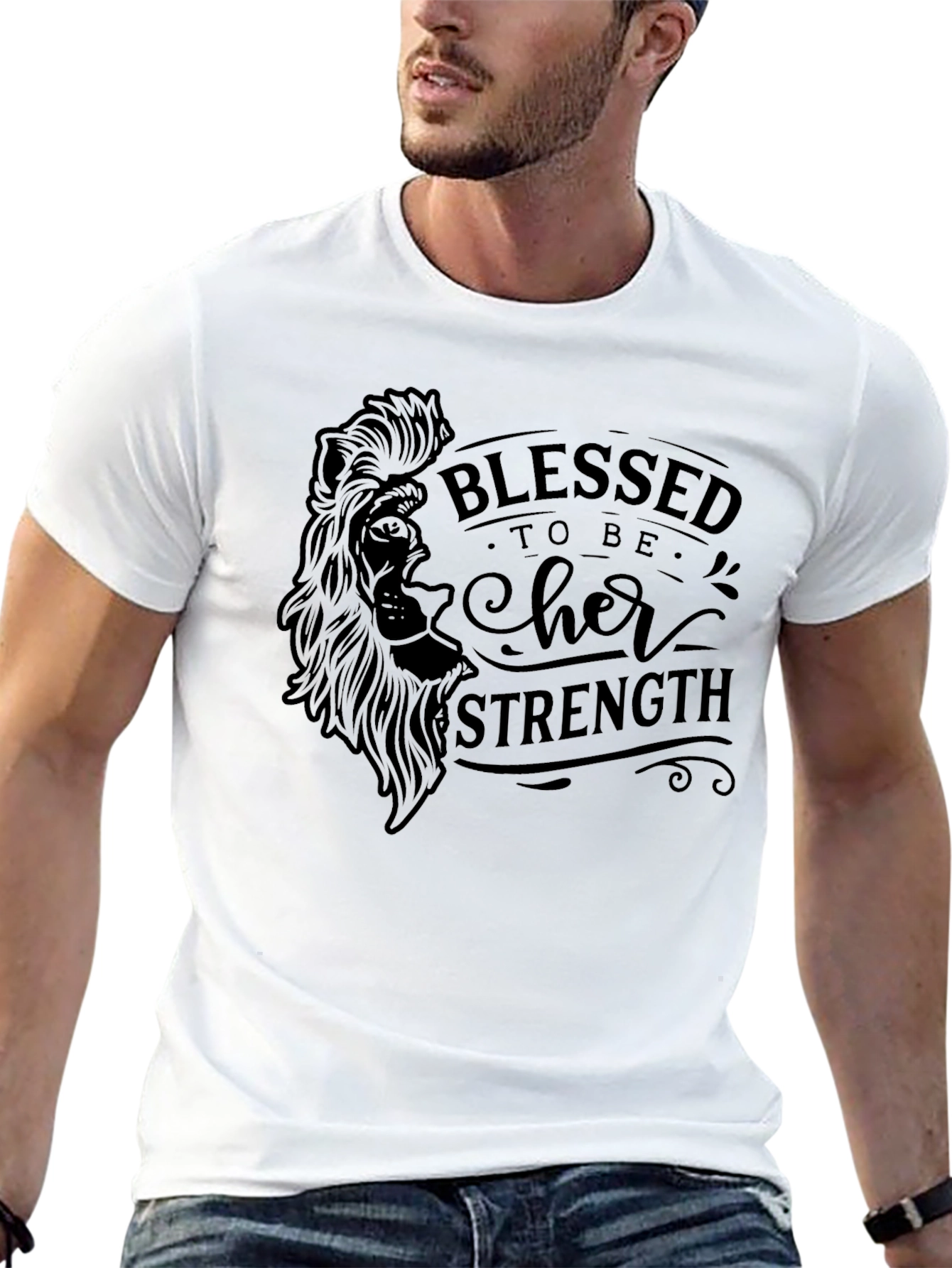Blessed to Be Her Strength Black Graphic Tee