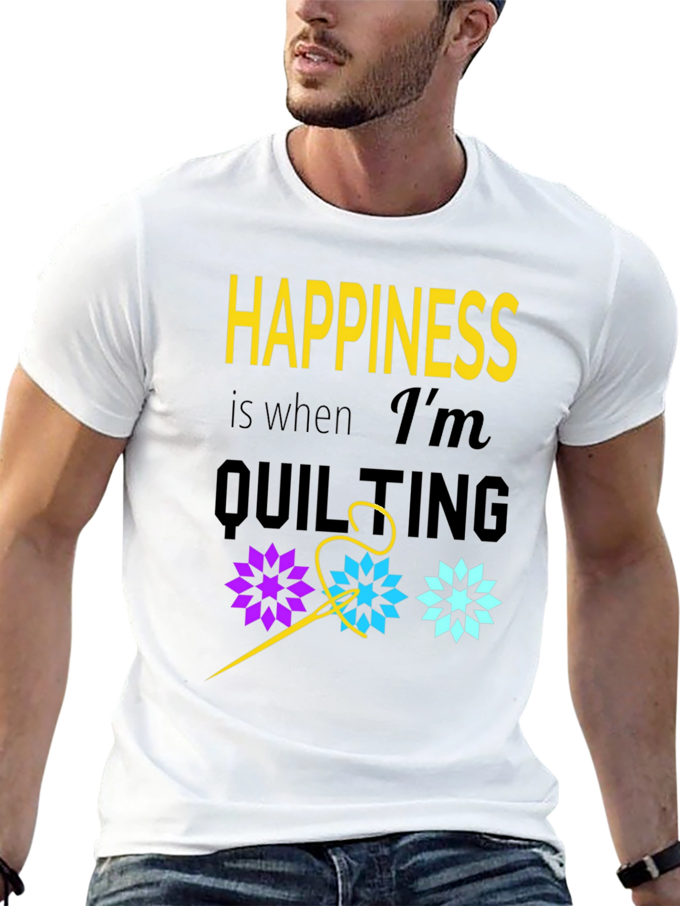 Happiness is Quilting Black T-Shirt