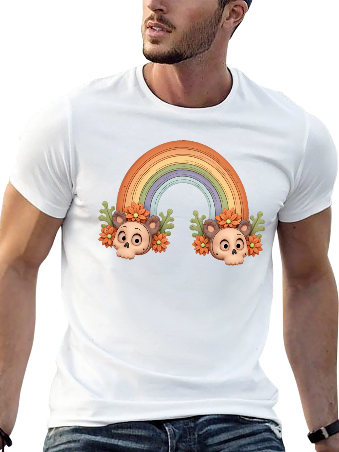 Rainbow Skull T-Shirt - Mens Graphic Tee