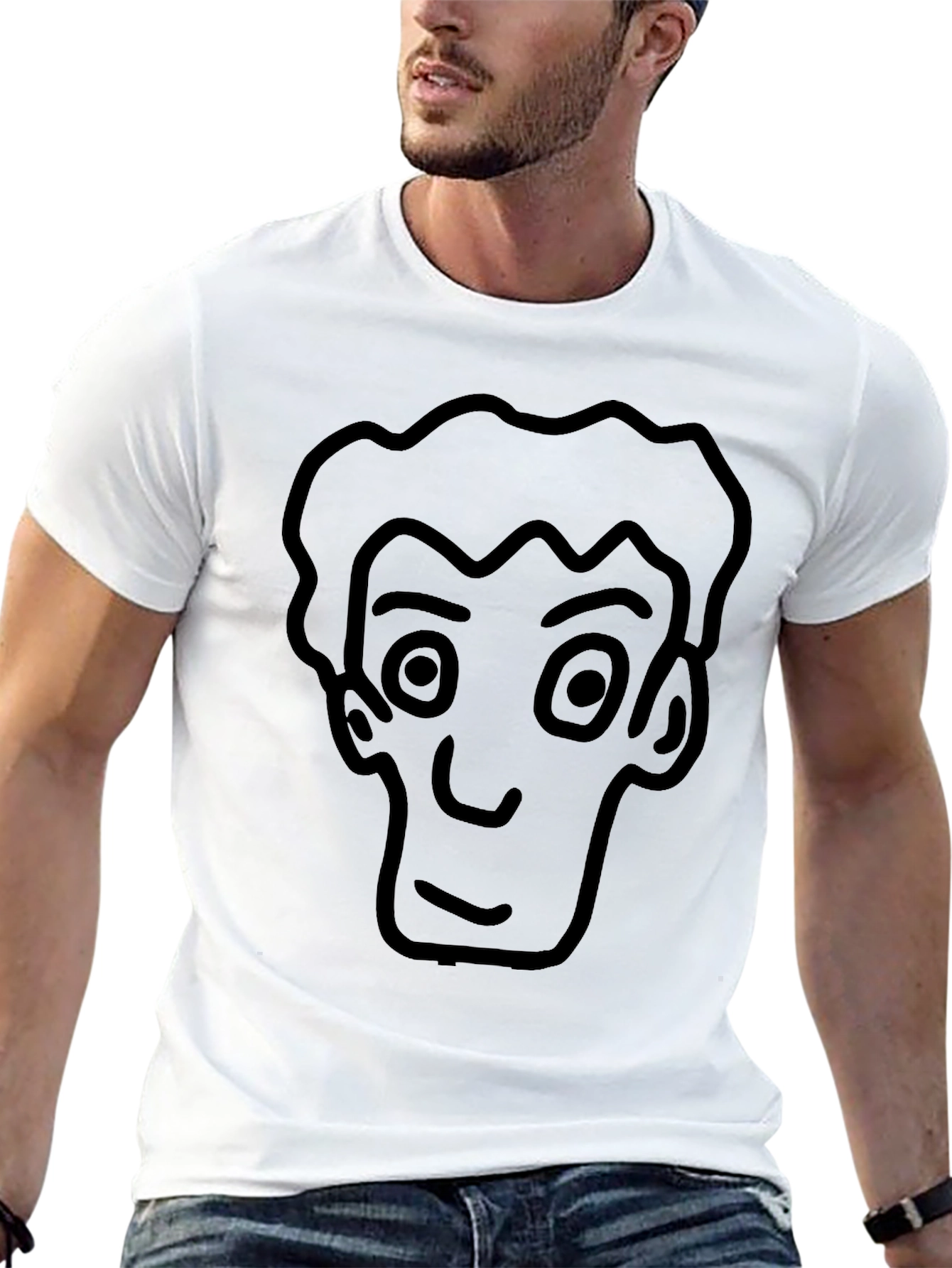 Cartoon Face Black T-Shirt - Casual Style