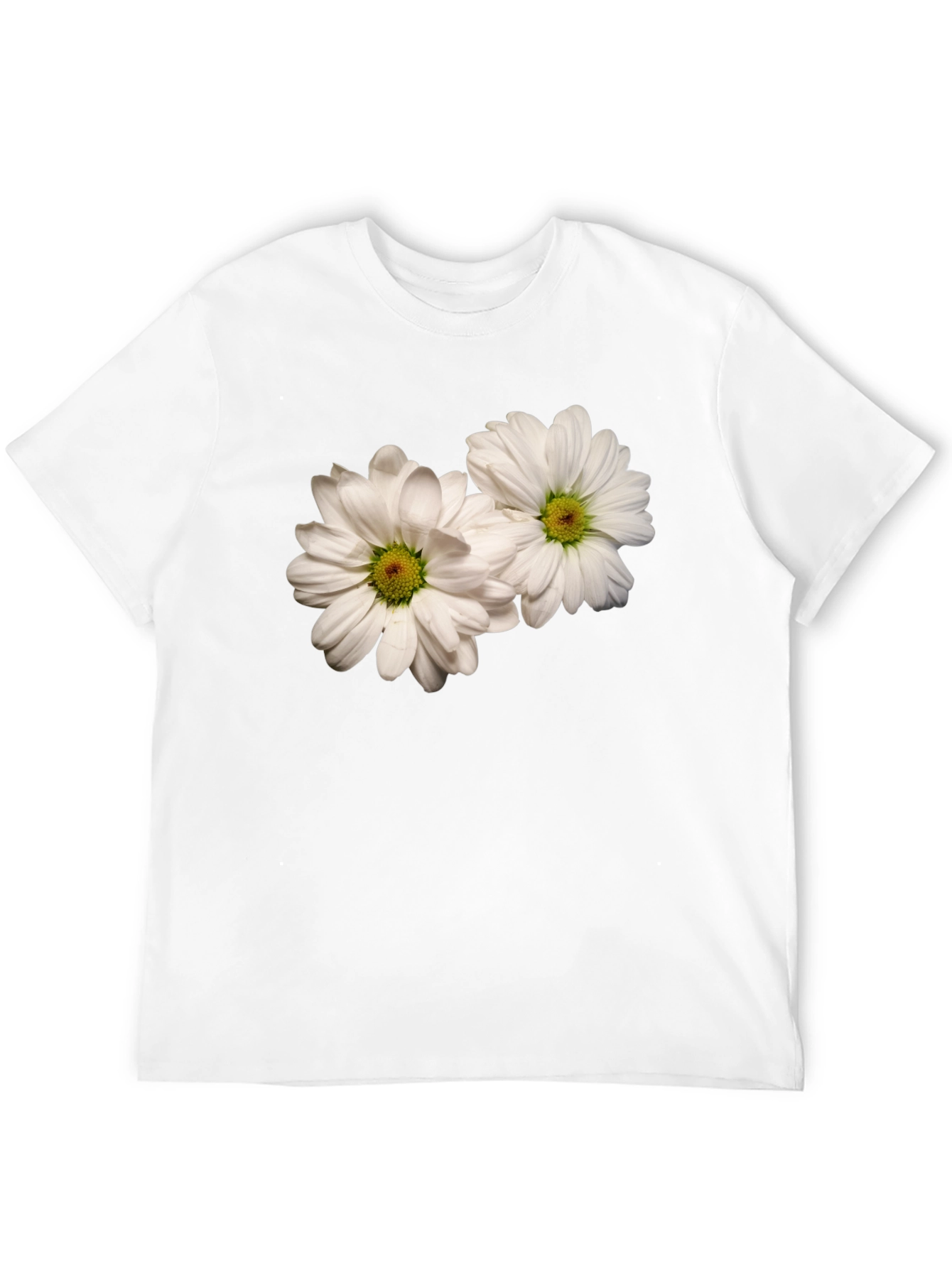 Black T-Shirt with Daisy Flower Design