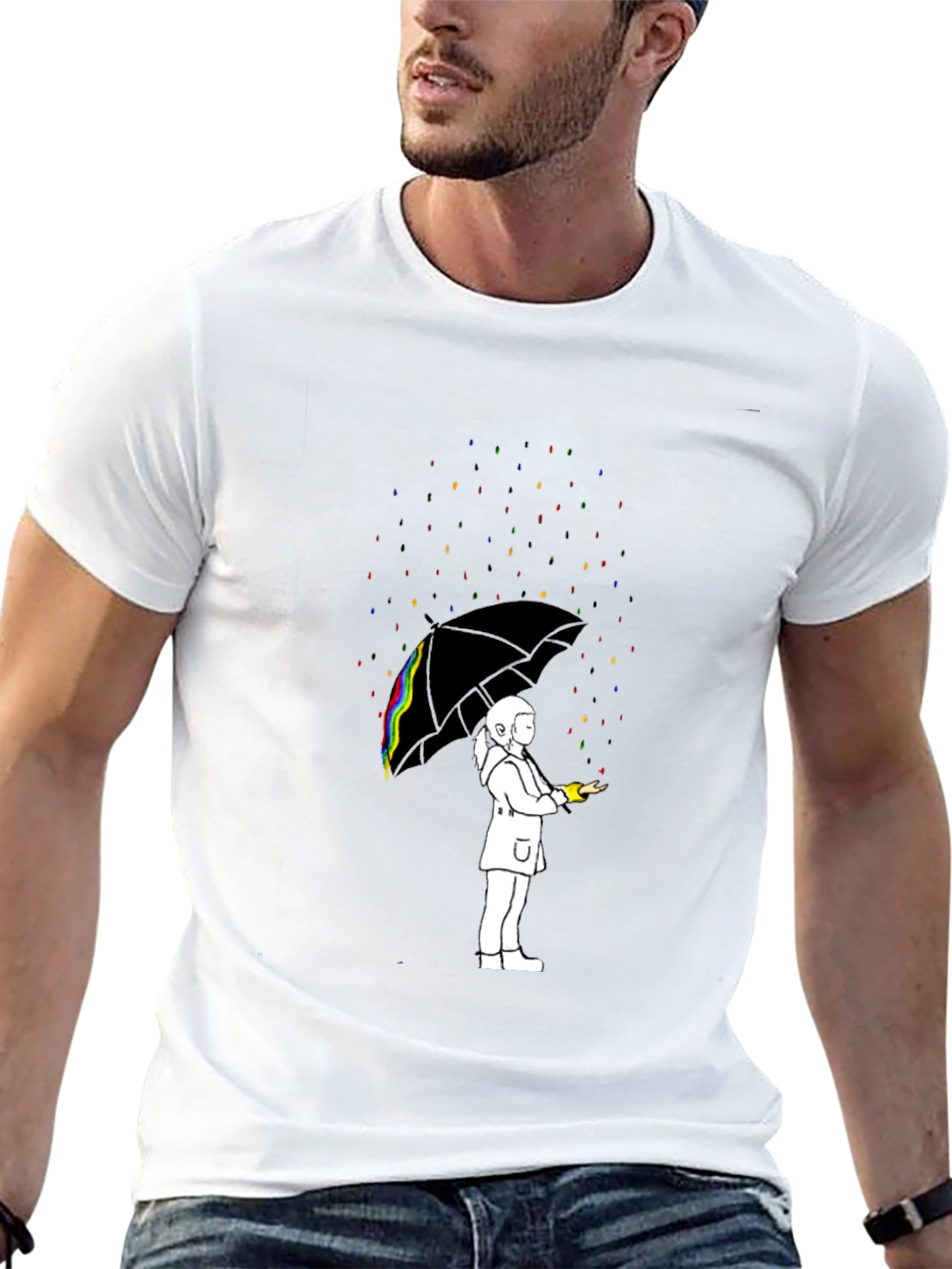 Rainbow Rain T-Shirt - Artistic Graphic Tee