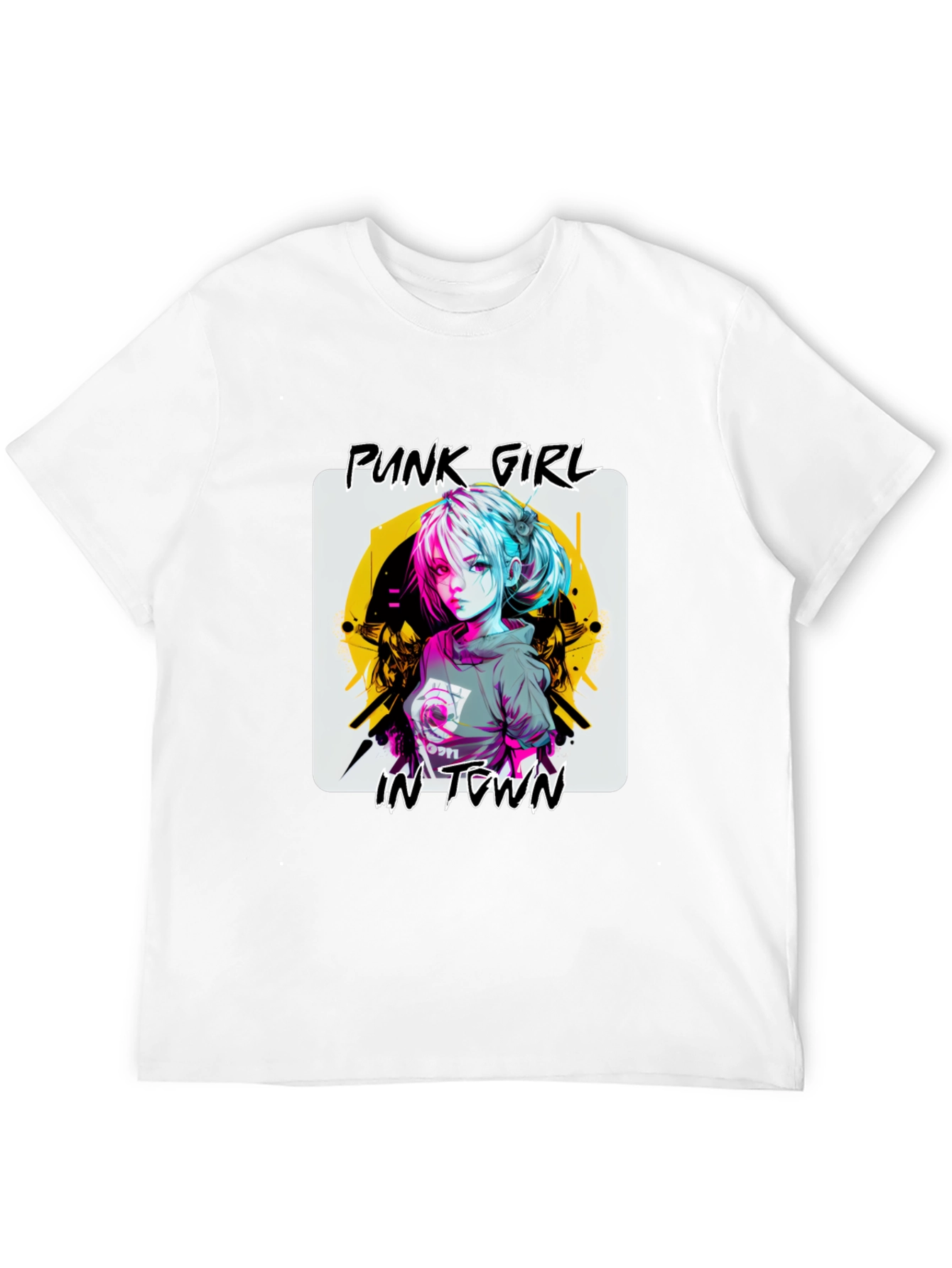 Punk Girl Graphic Tee - Stylish Black T-Shirt