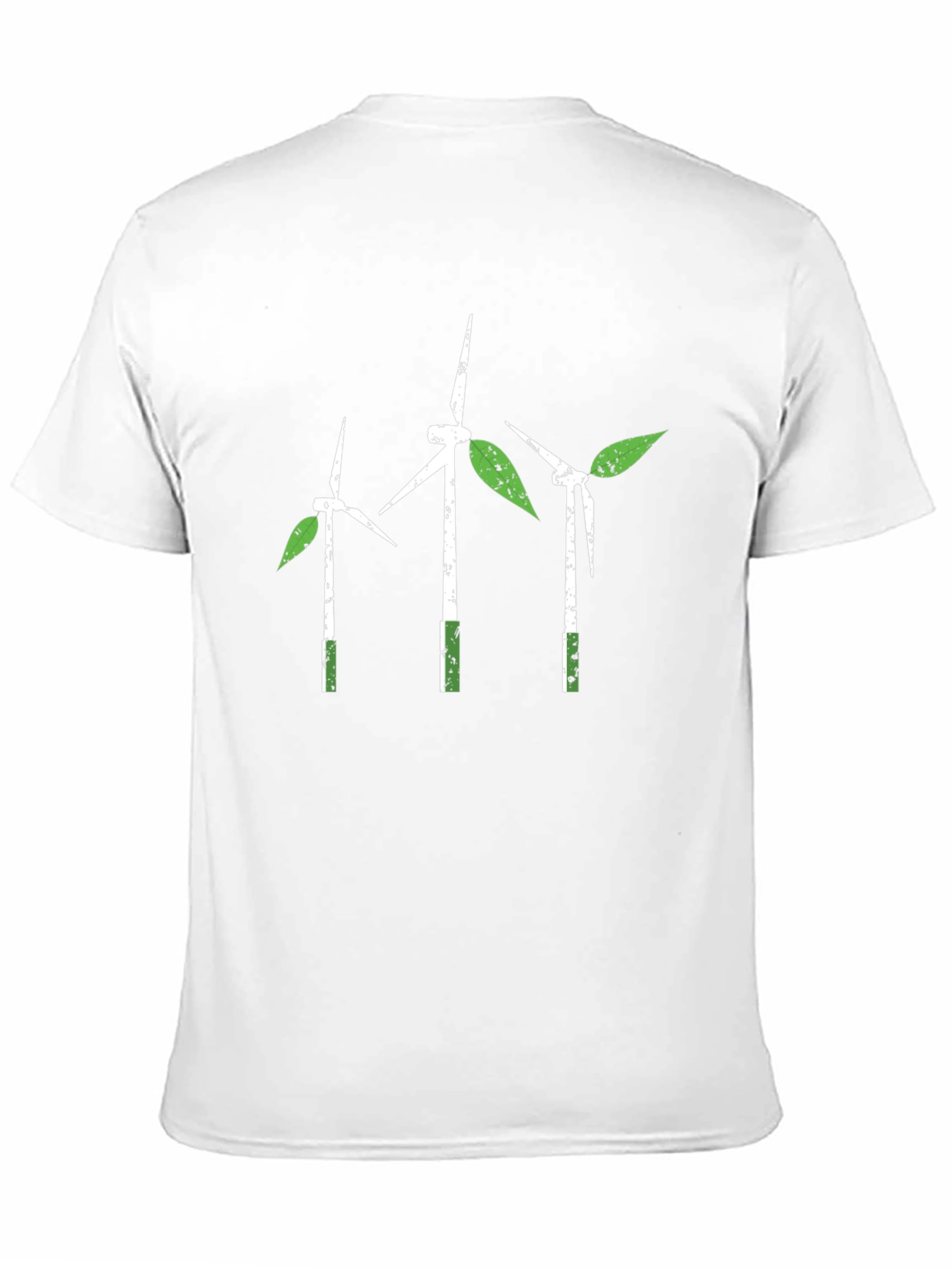 Eco-Friendly Wind Turbine Leaf Graphic T-Shirt