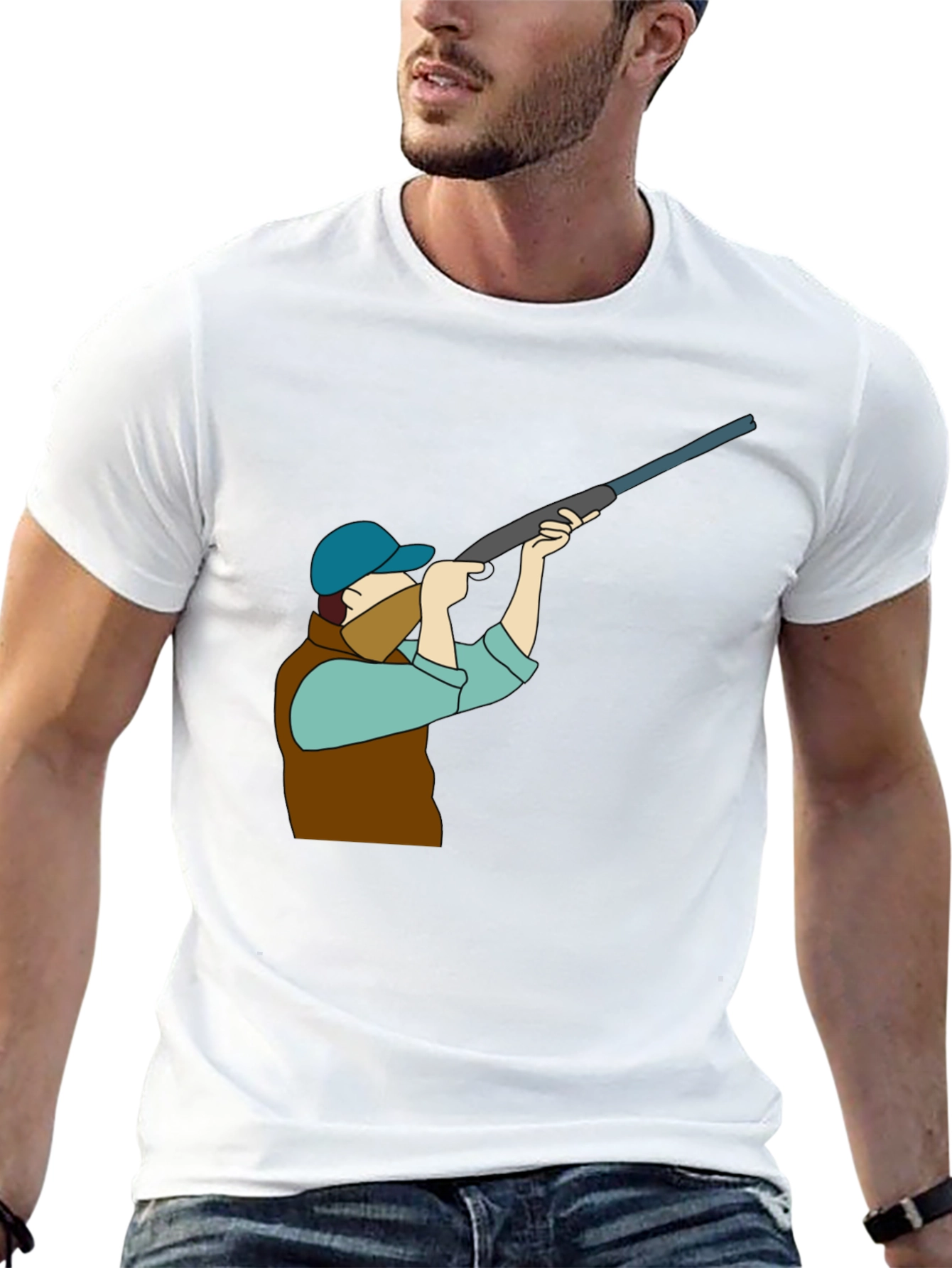 Hunting Graphic Tee - Black Cotton T-Shirt