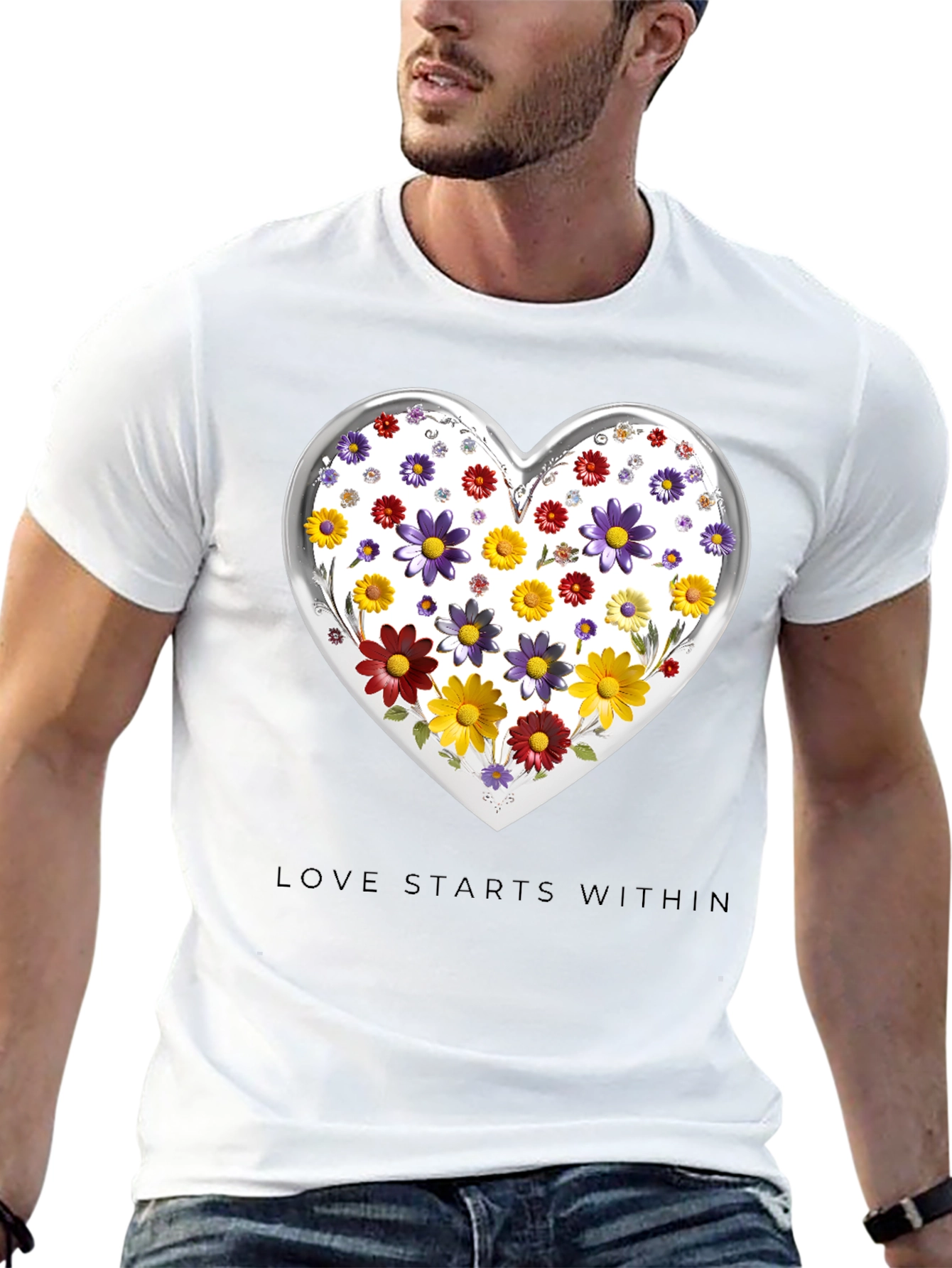 Floral Heart Tee: Love Starts Within T-Shirt